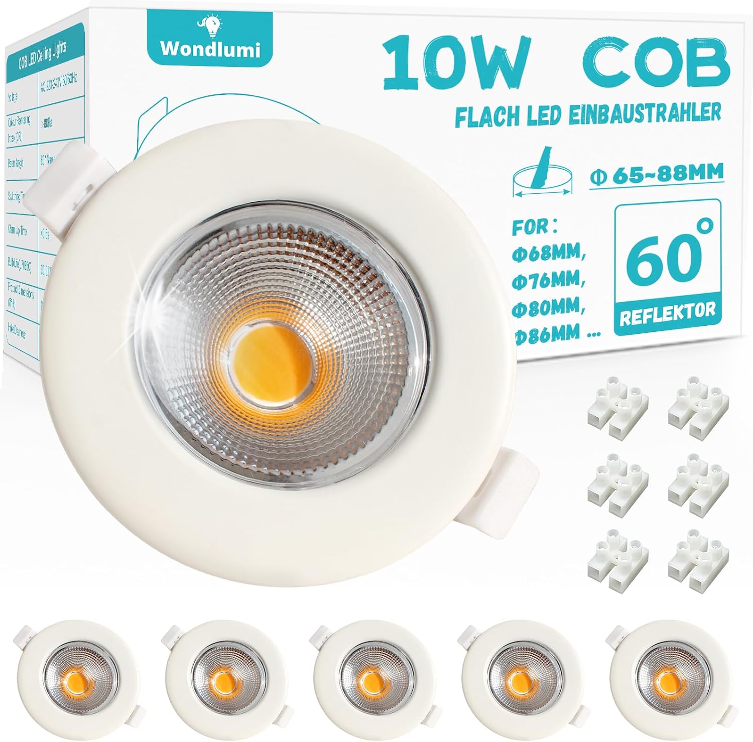 Detalle de Wondlumi 6er LED Einbaustrahle 10W