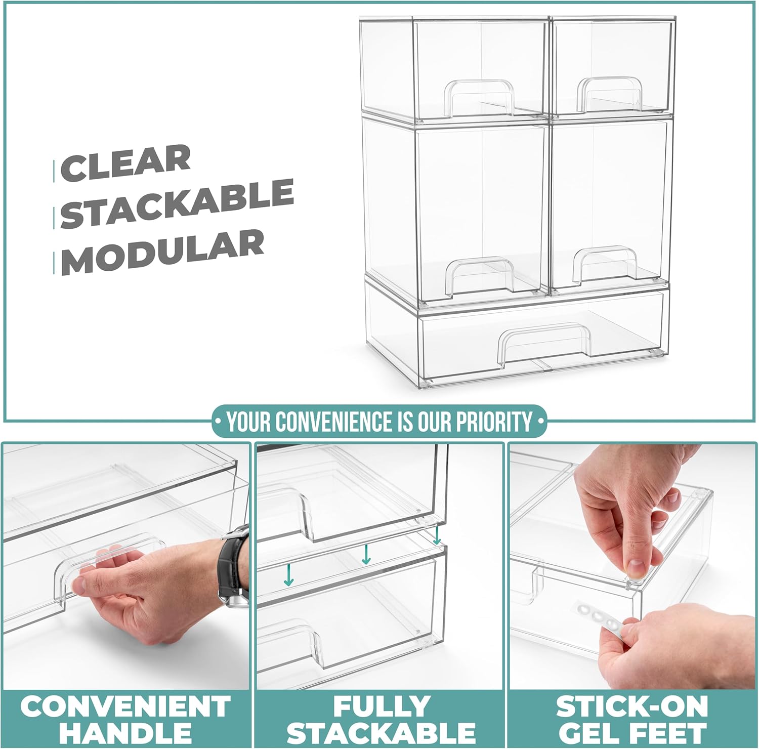 Thumbnail 4 de Sorbus Acrylic Storage Containers 5-pack — 12.1" wide