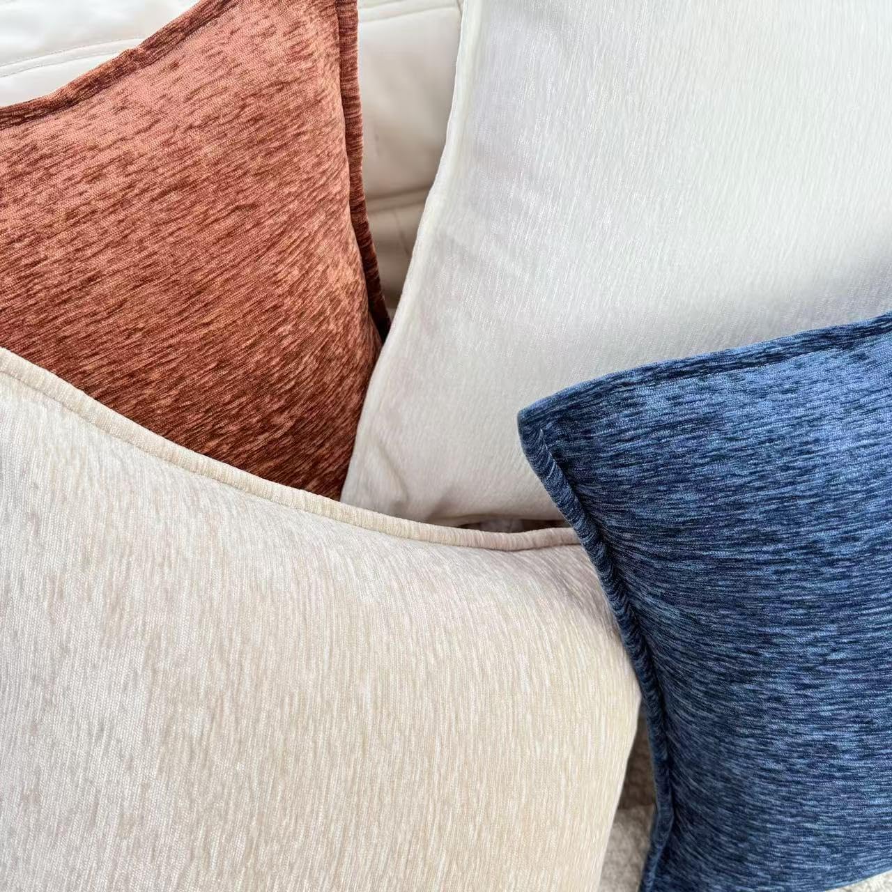 Thumbnail 5 de OYIMUA Chenille Kissenbezug 45x45 Marineblau im 2er-Set – weiche Textur mit verstecktem Reißverschluss