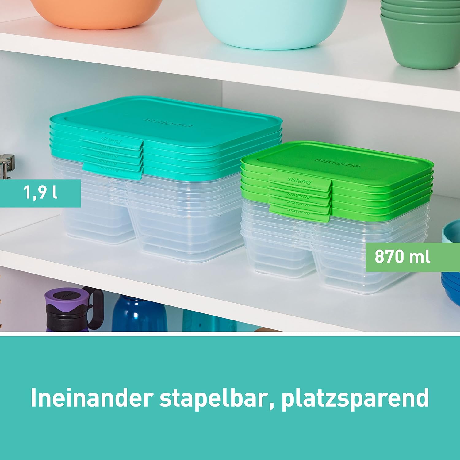 Thumbnail 2 de Sistema Nest IT Frischhaltedosen Meal Prep Boxen – 1,9 l, 5 Stück, 3 Fächer, Grün