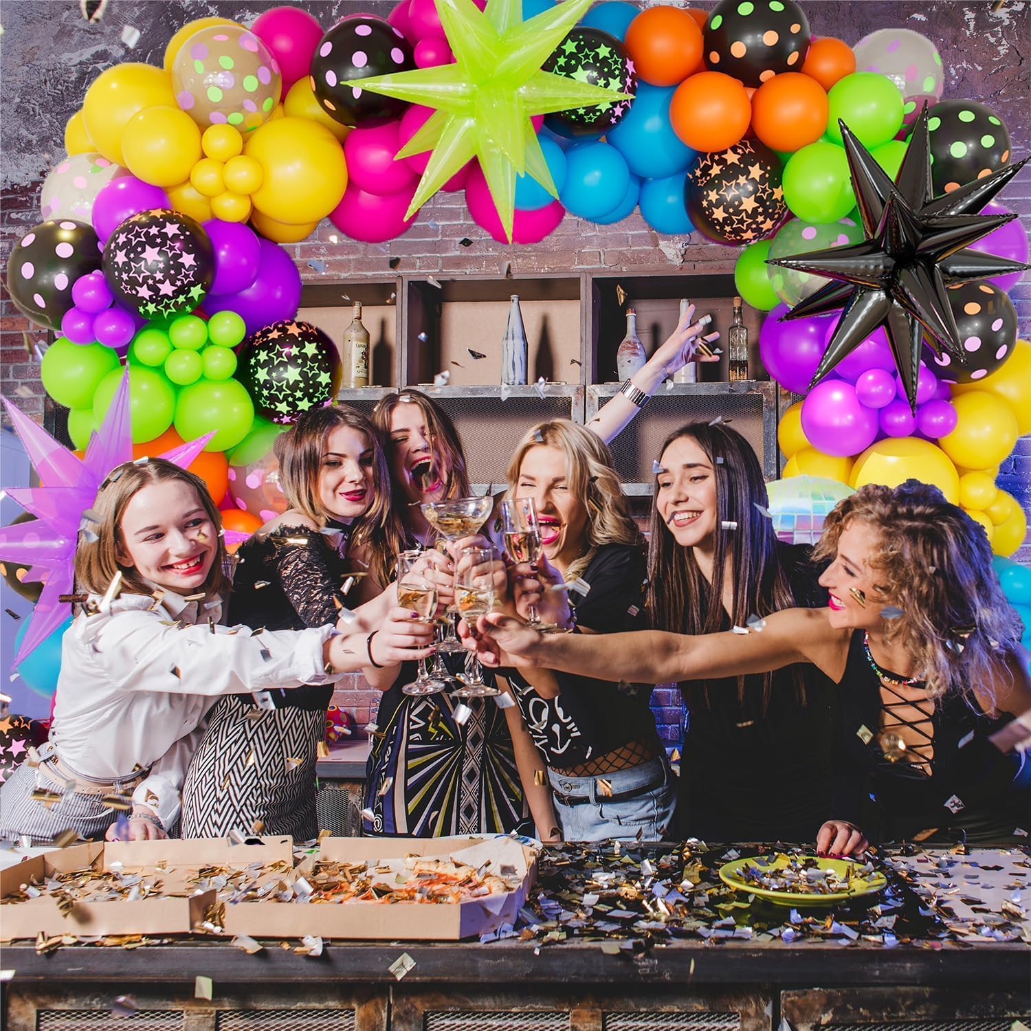 Detalle 2 de 190Pcs Rainbow Disco Balloon Garland Arch Kit