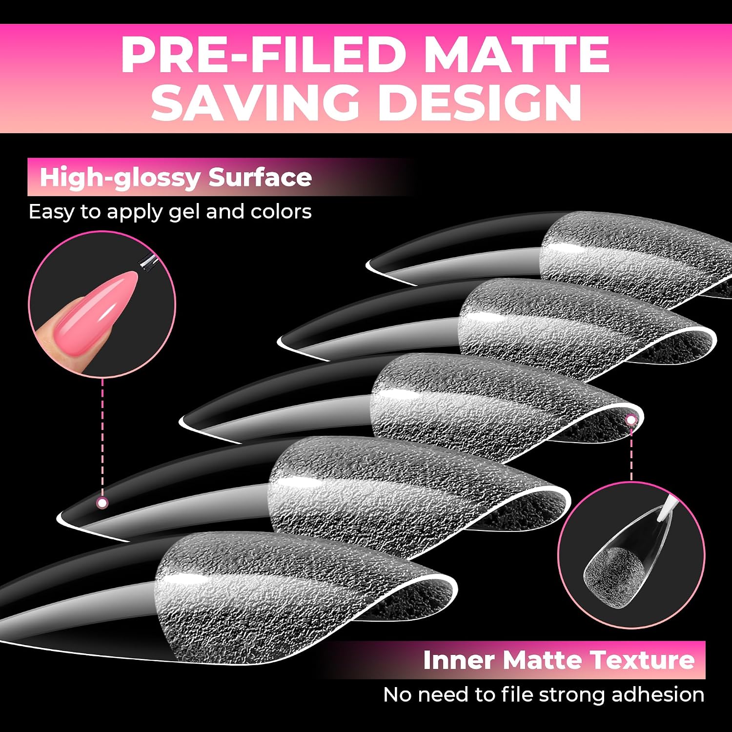 Thumbnail 6 de UNA GELLA UG-A559 Medium Stiletto Gel Nail Tips, 510 Pieces, 15 Sizes, Pre-Etched