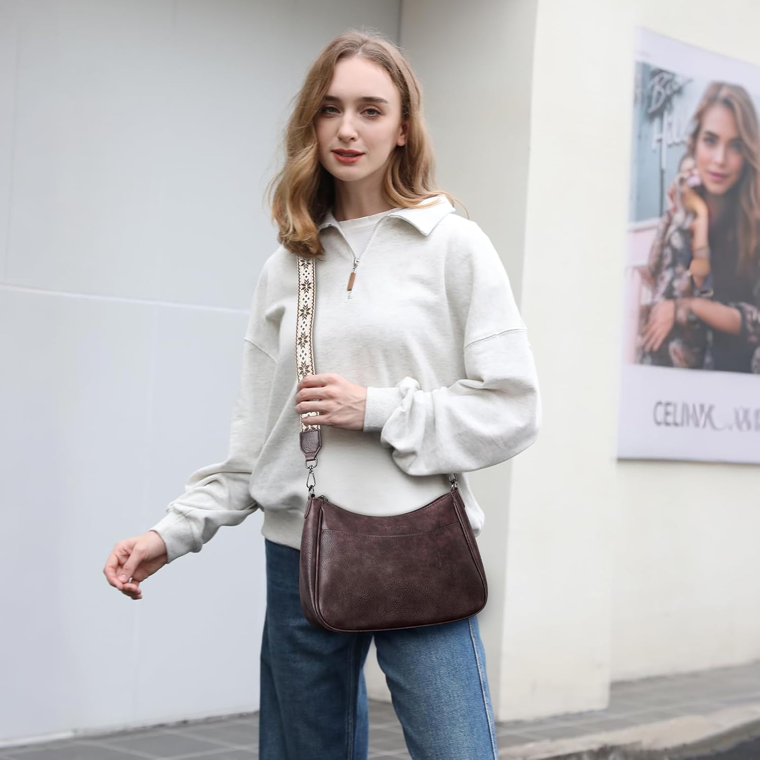 Thumbnail 1 de APHISON Klein Umhängetasche Damen Crossbody Bag aus veganem Leder, blau