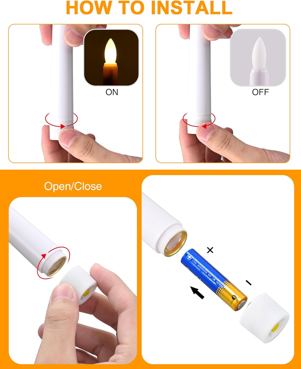 Thumbnail 5 de Cimetech Bougie à cône sans flamme avec minuterie et télécommande — pack 4 lampes LED 3D authentiques