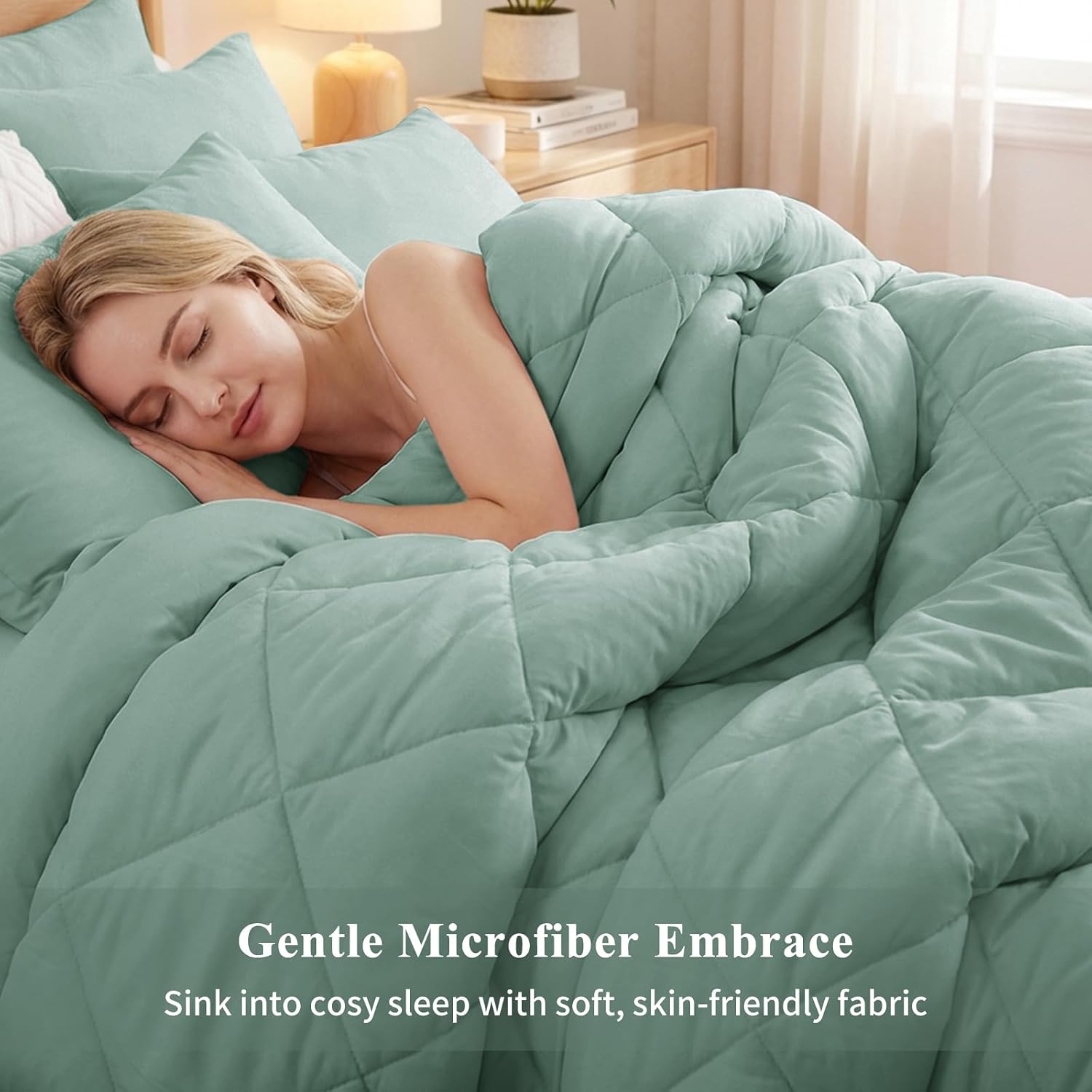 Thumbnail 4 de Aisbo Coverless Duvet Double Size 10.5 Tog – 200x200cm Sage Green with 2 Pillowcases