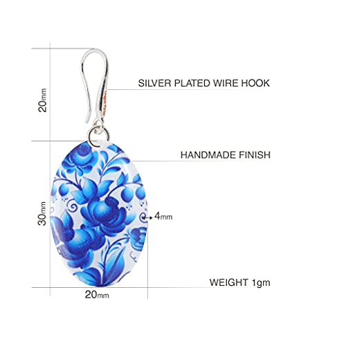 Detalle 2 de Dragon Porter Style 21, boucles d’oreilles pendantes fleur blanc et bleu roi
