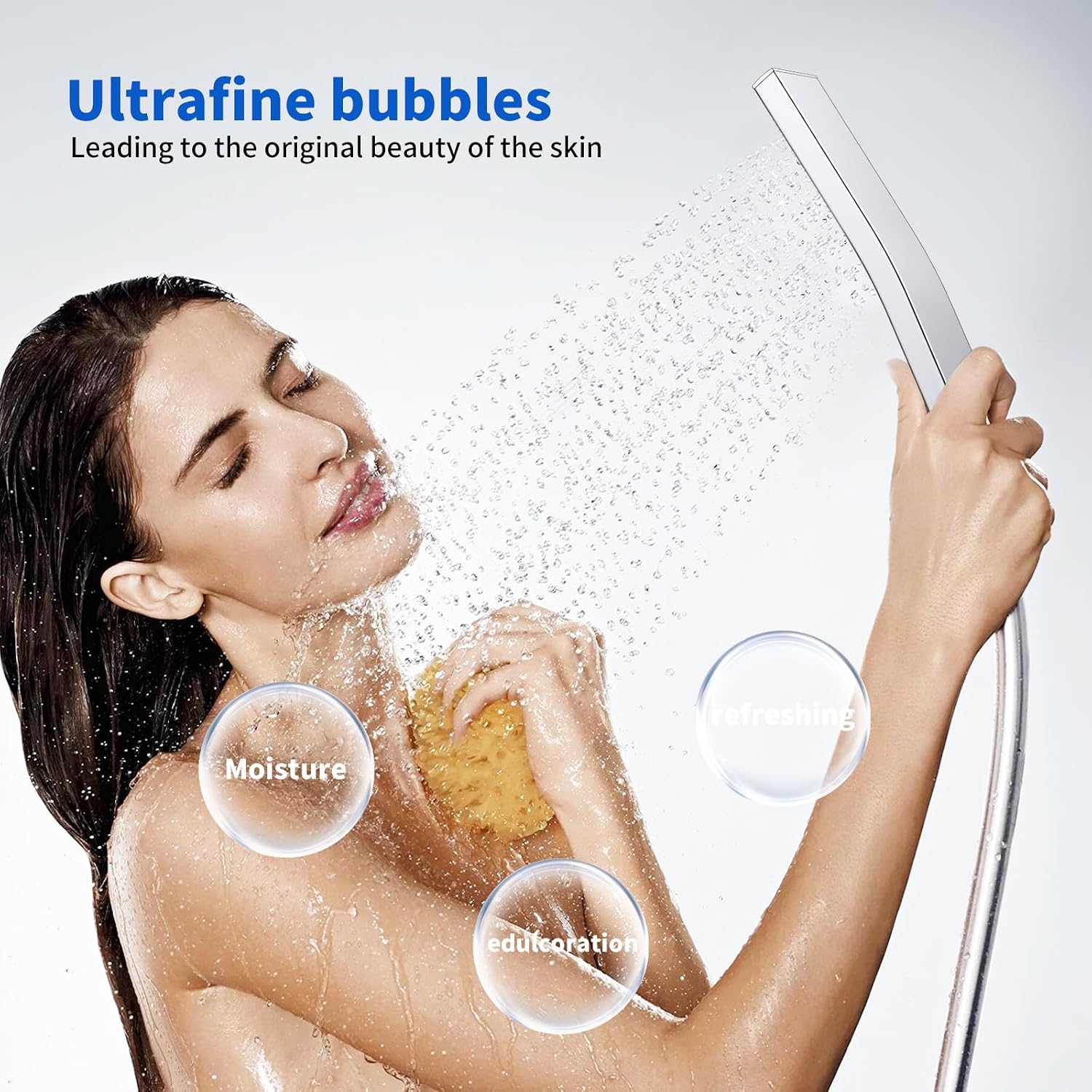 Detalle 2 de HydroLuxe Doccetta a Mano Alta Pressione: soffione in acciaio inox 304 con ugelli silicone anticaduta calcare