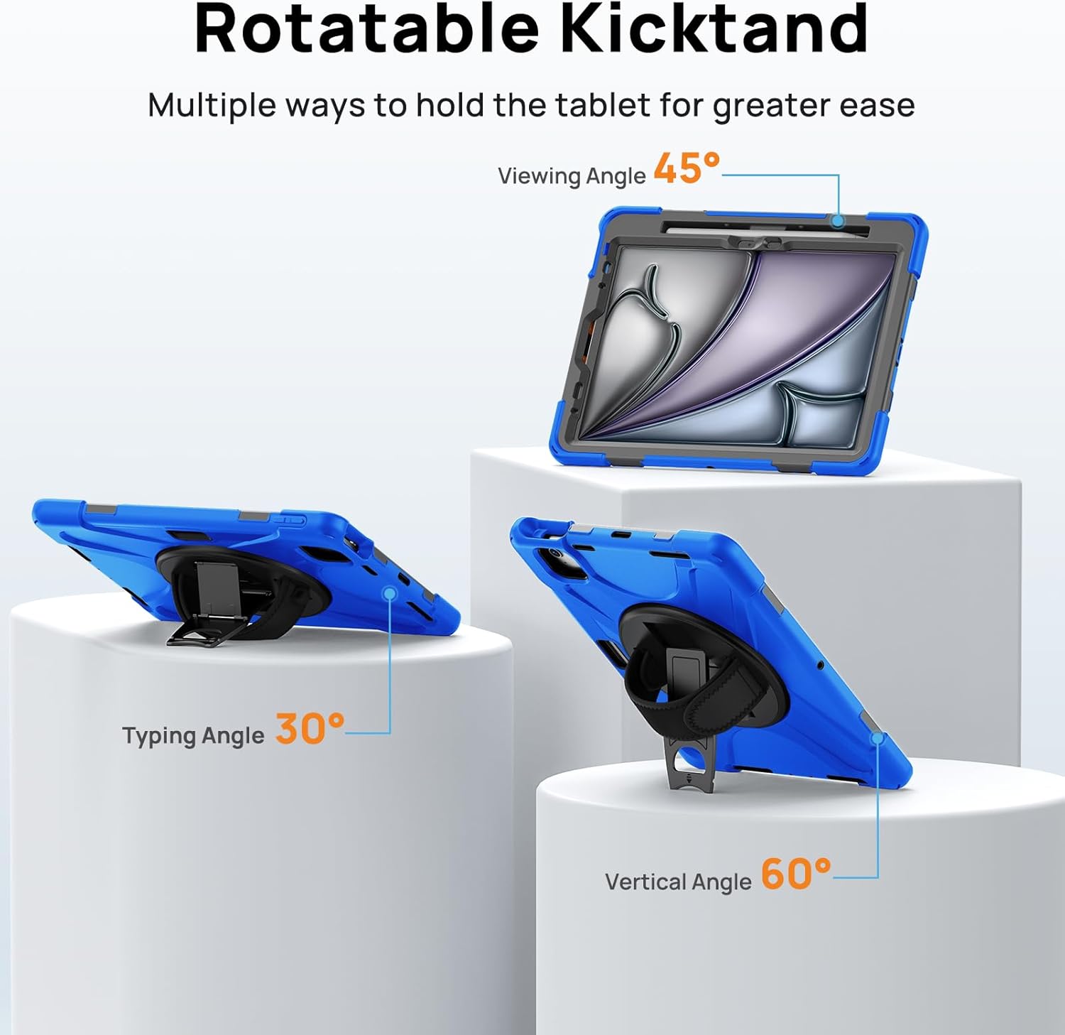 Thumbnail 5 de Gerutek 11-inch iPad Air Rugged Case with 360° Stand and Straps (M2/M3/M4) – Blue