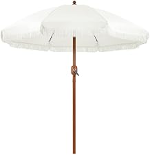 Detalle de Yaheetech Ombrellone da Spiaggia e Giardino Inclinabile con Frange, 215 cm, crema