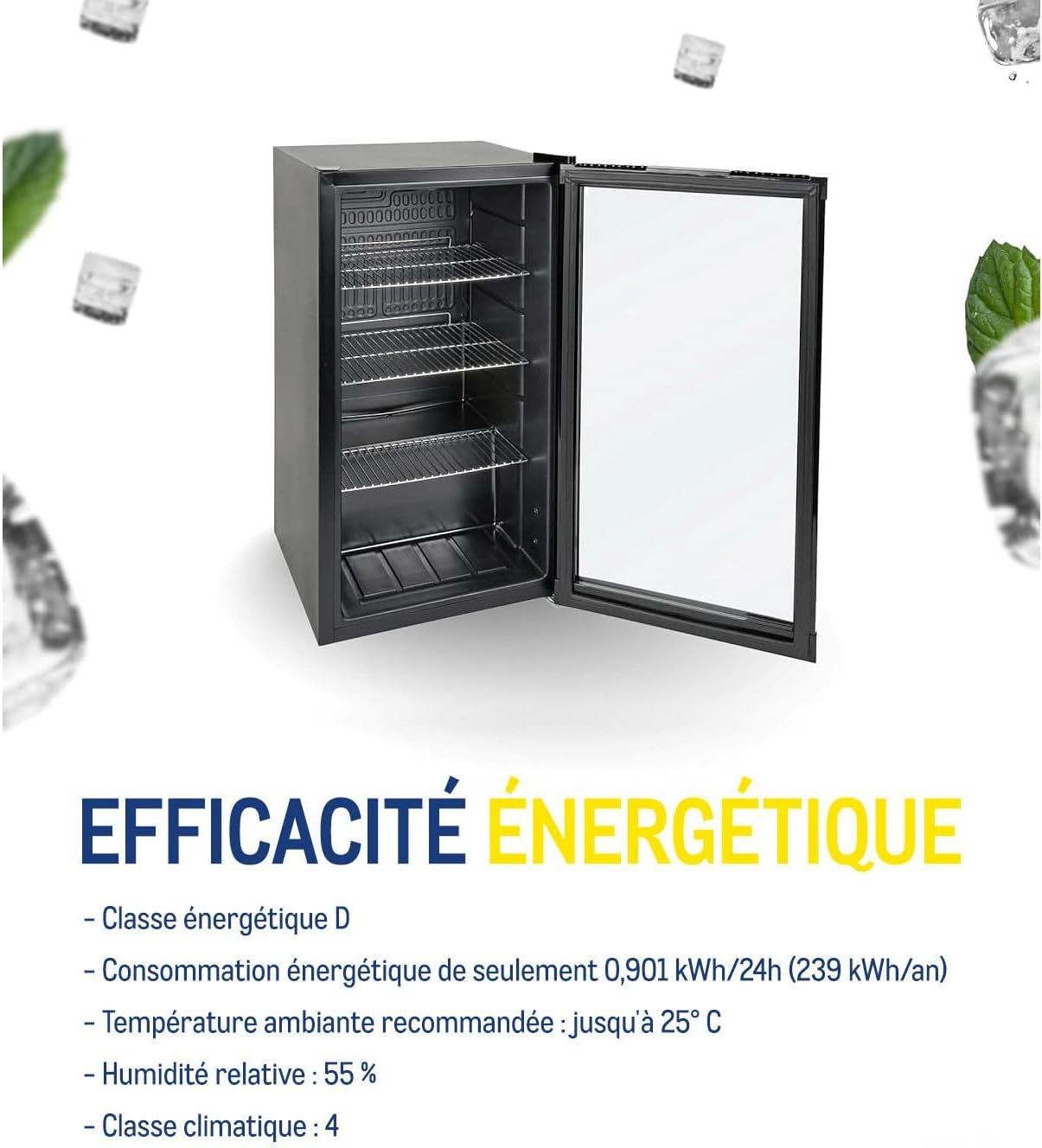 Detalle de METRO Professional Réfrigérateur à boissons GPC1088 – 88 L, noir, 43 x 49 x 83 cm