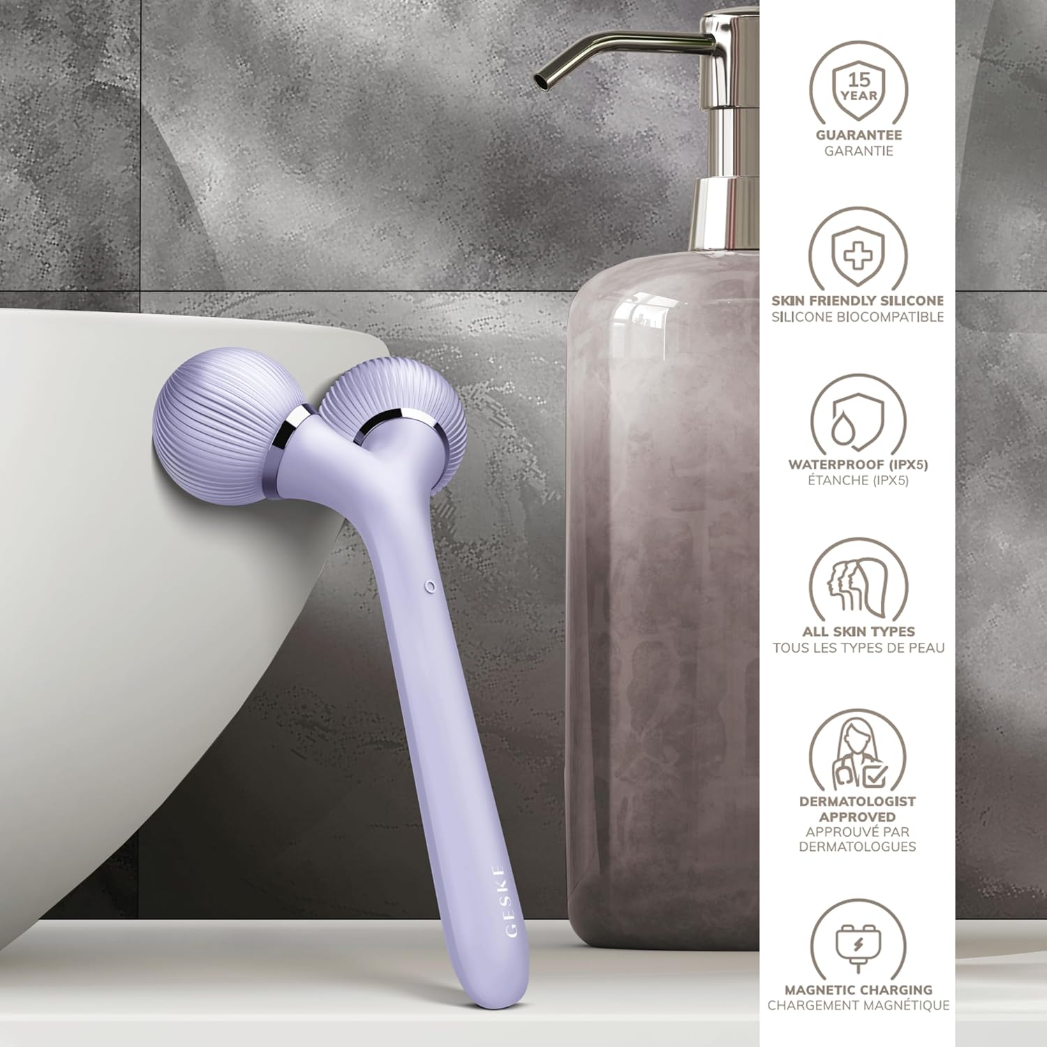 Detalle 2 de GESKE SmartAppGuided Sonic Facial & Body Roller 4 in 1 – rassoda e definisce viso e corpo