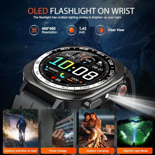 Detalle 2 de Reloj Inteligente UAUE Hombre GPS Militar con AMOLED 1.43" y baterías de larga duración
