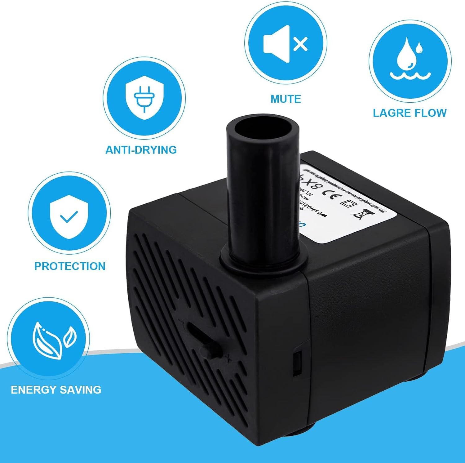 Detalle 2 de Awroutdoor Tauchpumpe 5W – Ultraleise 350 L/h Wasserpumpe für Teich, Aquarium und Gartenbrunnen