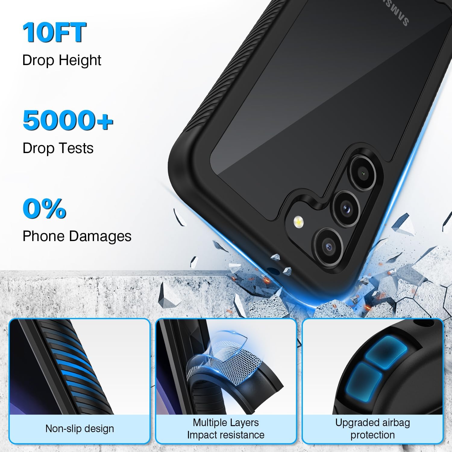 Thumbnail 2 de CENHUFO Samsung Galaxy S23 5G Case with Built-in Screen Protector – 360° Rugged, Black