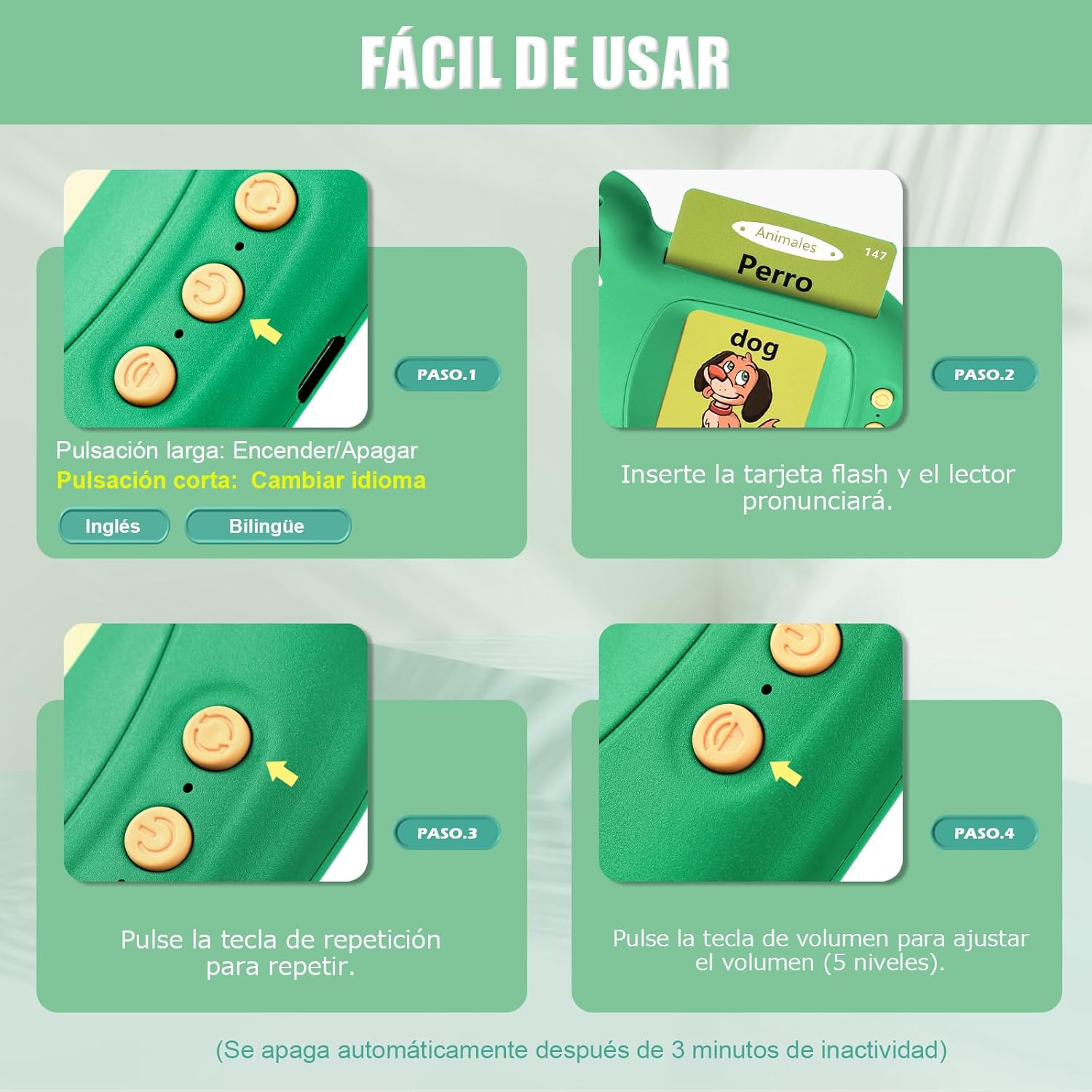 Thumbnail 5 de VISATOR Sprechende Lernkarten für Kinder ab 2–6 Jahren – Lernspielzeug mit Sprachausgabe (112 Karten, 224 Wörter)