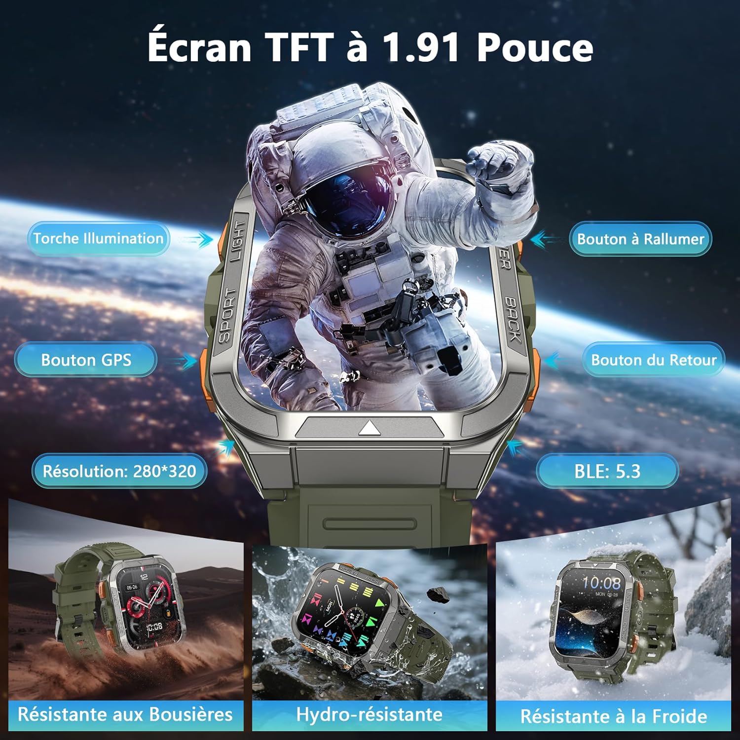 Thumbnail 2 de Blackview Montre Connectée Homme W80Pro avec GPS intégré, 900 mAh et 110+ modes sportifs