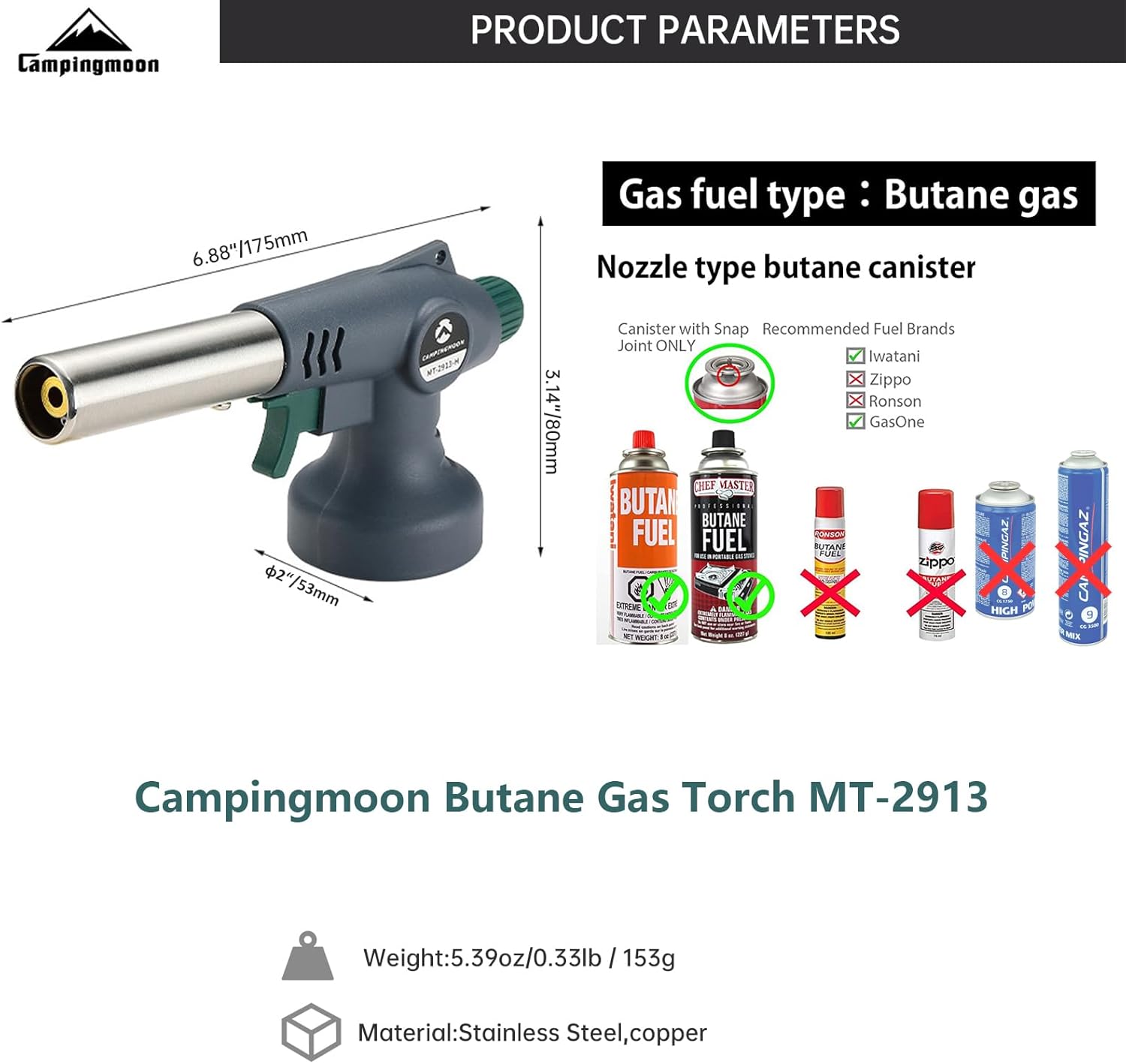 Thumbnail 6 de Campingmoon MT-2913 Butane Torch 1300°C