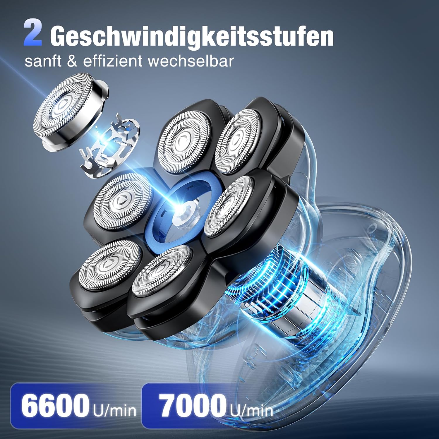 Thumbnail 5 de kensen Glatzen Rasierer Herren – 7D Kopf-Kopfrasierer für trockenes & nasses Rasieren, IPX6, 2 Modi