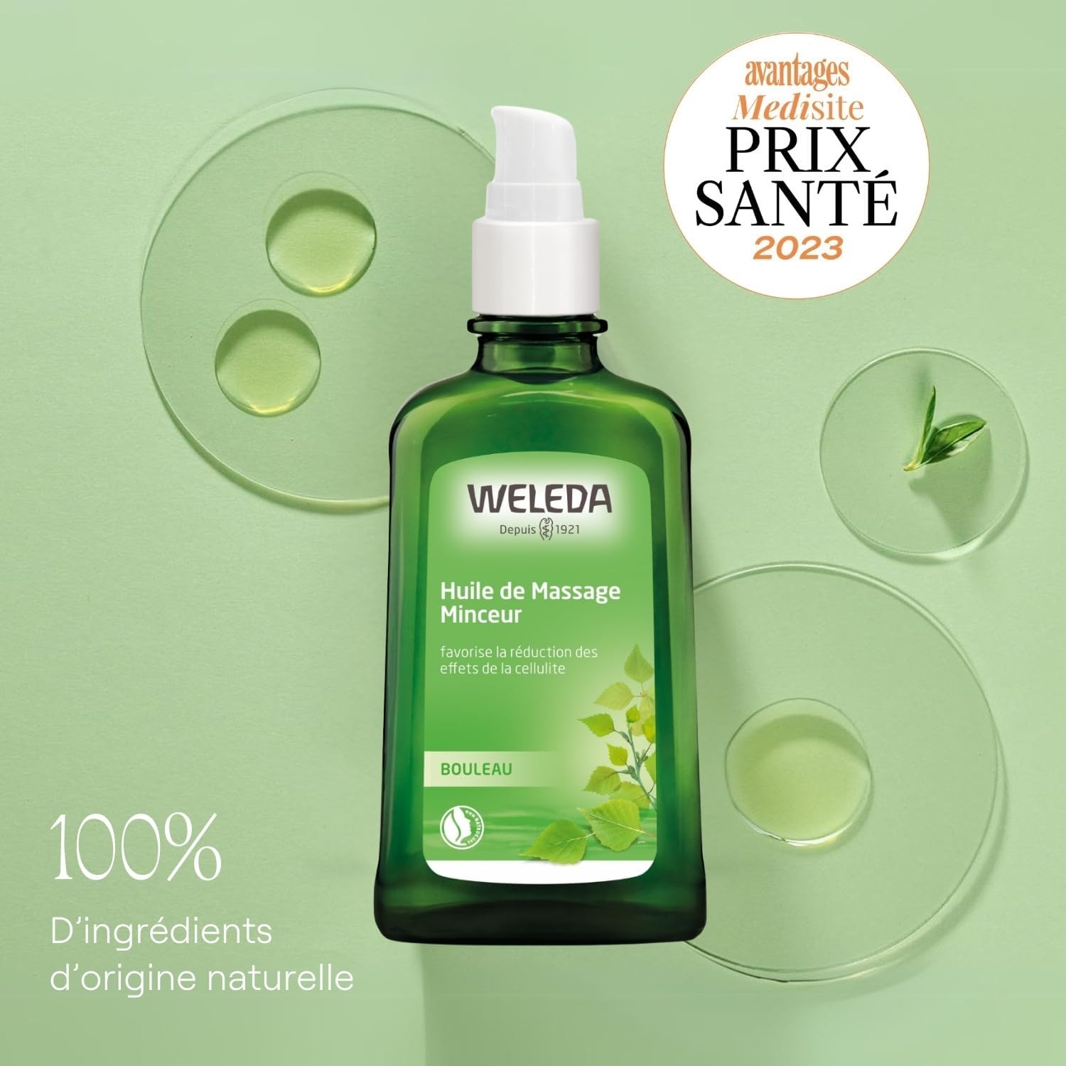 Detalle de WELEDA - Huile de Massage Anti-Cellulite au Bouleau – 100 ml – Vegan, certifiée NATRUE