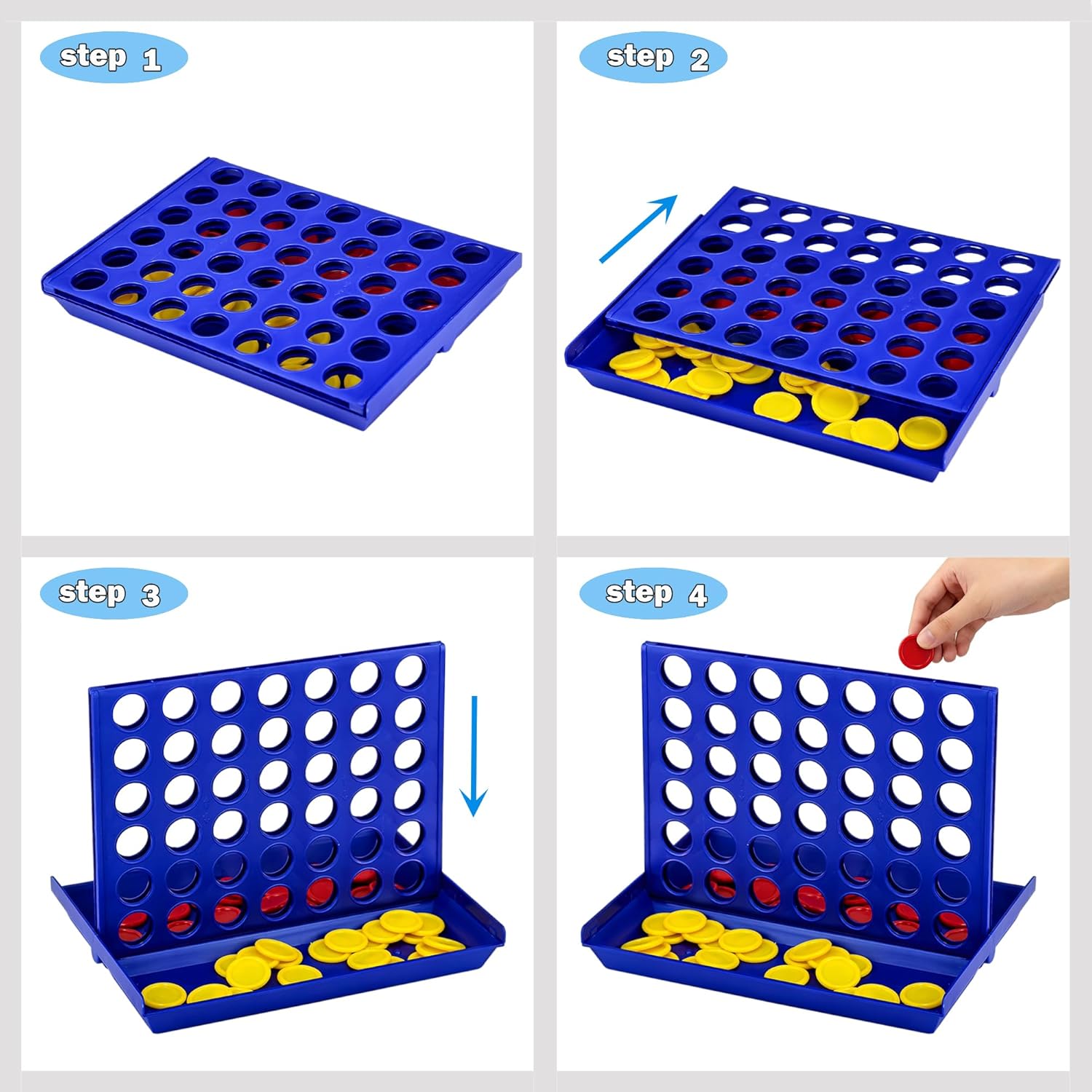 Thumbnail 4 de VingaHouse 4 in Linea Gioco-Quattro – Gioco da Tavolo Educativo Portatile per Bambini (Blu)