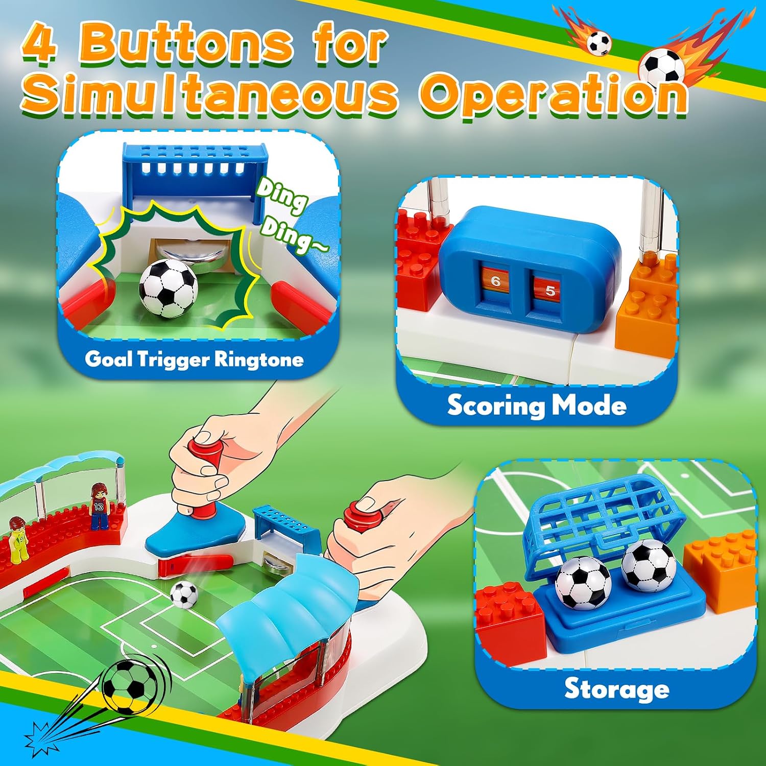 Detalle 2 de Dromlag Mini Football Table: Realistic Stadium Feel for Boys (Ages 3–12)