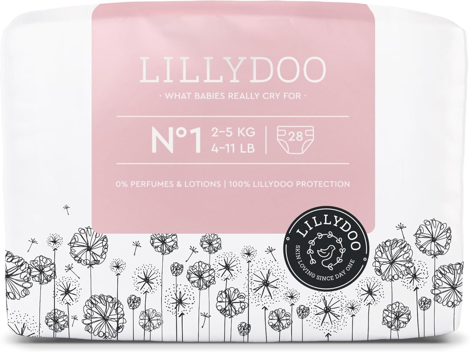 Detalle de Pañales hipoalergénicos Lillydoo talla 1 28 uds