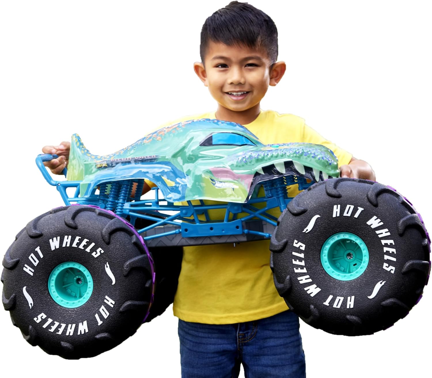 Thumbnail 6 de Hot Wheels Monster Trucks Tiger Shark l'Inarrestabile – Veicolo radiocomandato 1:15 4x4 per bambini 4+ anni (HGV87)