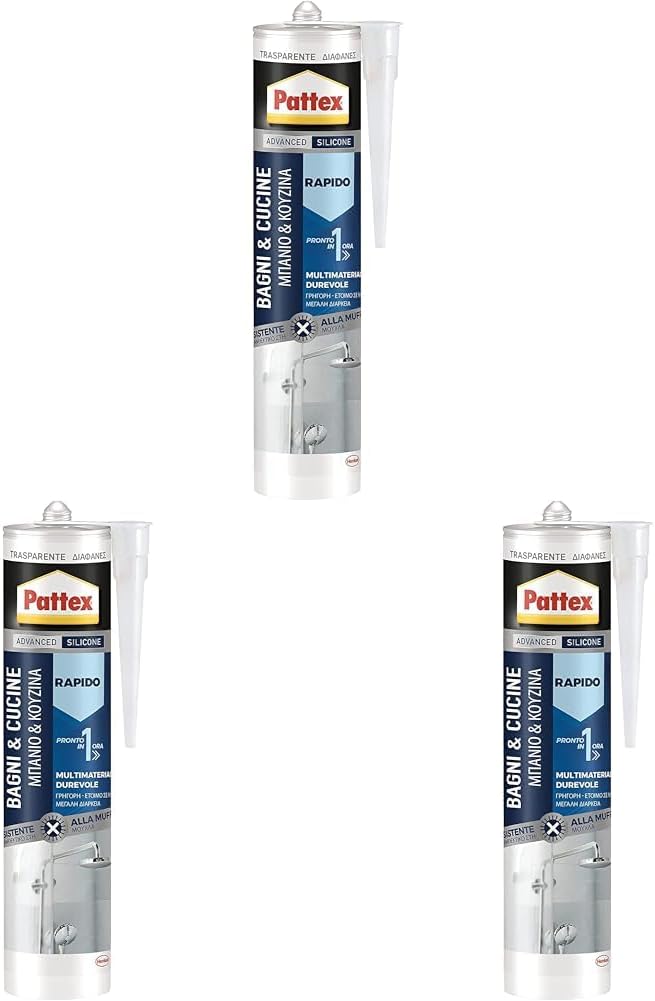 Thumbnail 6 de Pattex Bagni&Cucine Rapido Trasparente: sigillante silicone antimuffa, asciugatura rapida (300 ml)