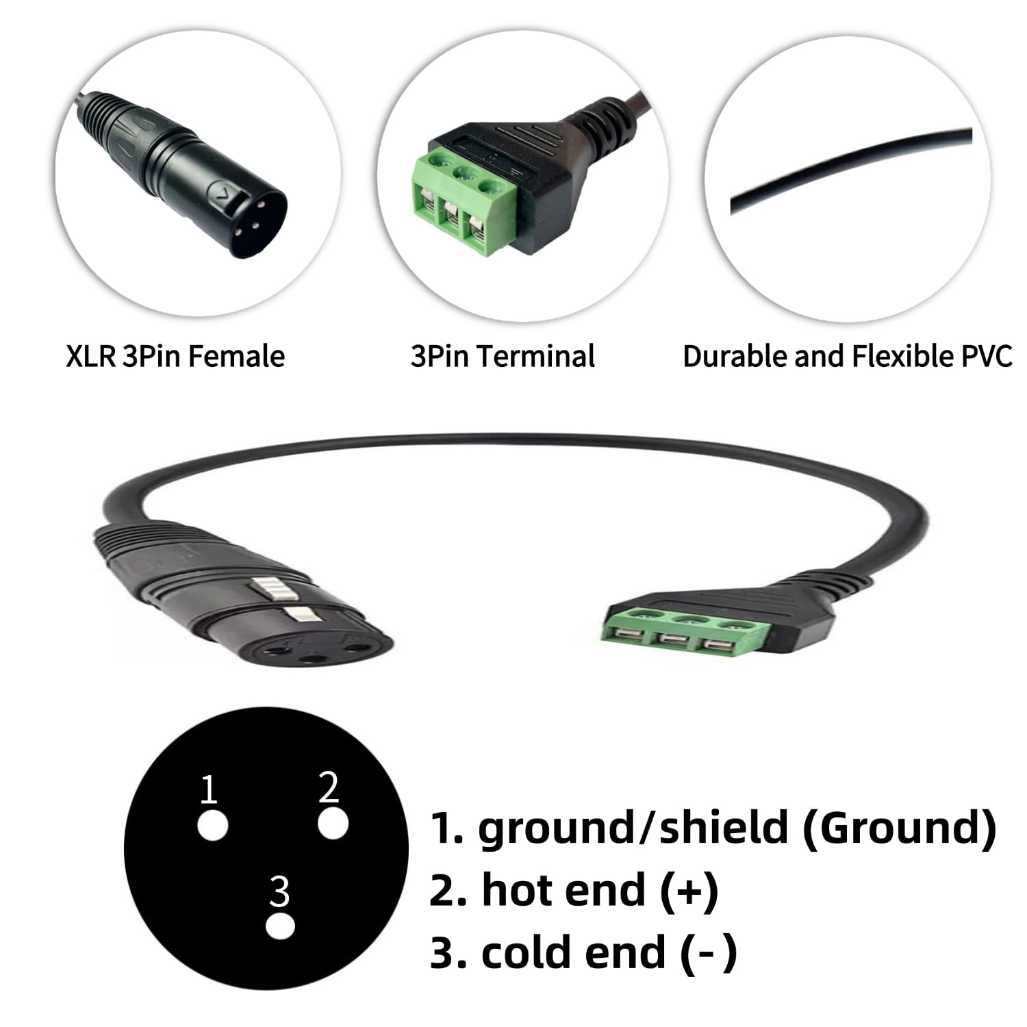 Thumbnail 1 de YNSSJY FFL-018(Female) 13-Inch XLR Screw Terminal Adapter Cables, 4-Pack