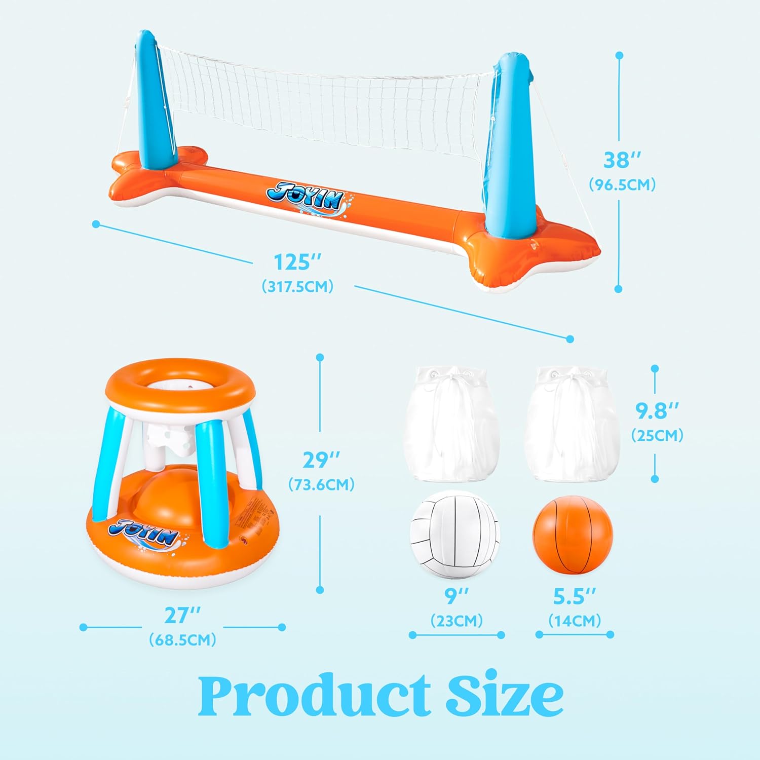 Thumbnail 6 de JOYIN XL Inflatable Pool Float Set: Volleyball Net & Basketball Hoops for Big Pool Play