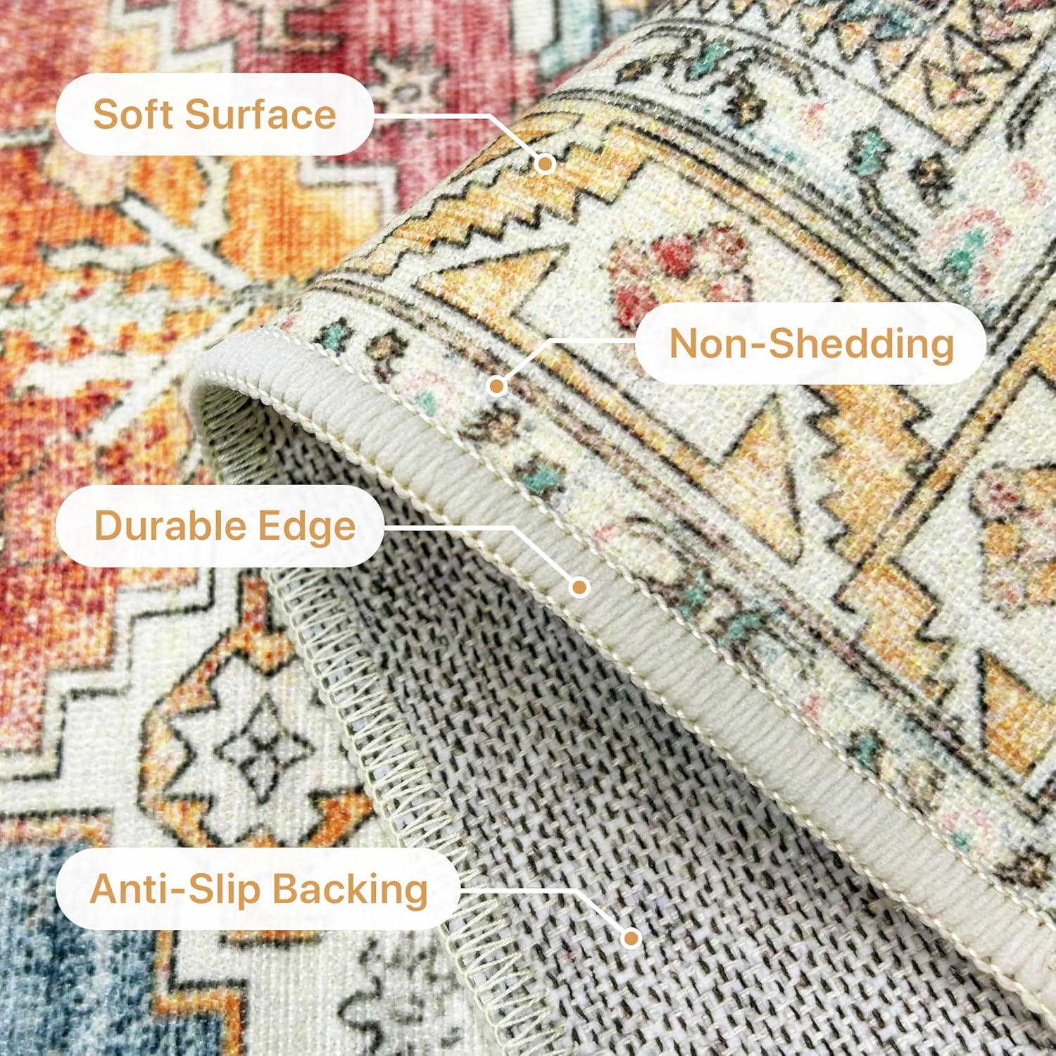 Detalle de BEIMO Tapis salon vintage lavable en machine antidérapant 200x290 cm