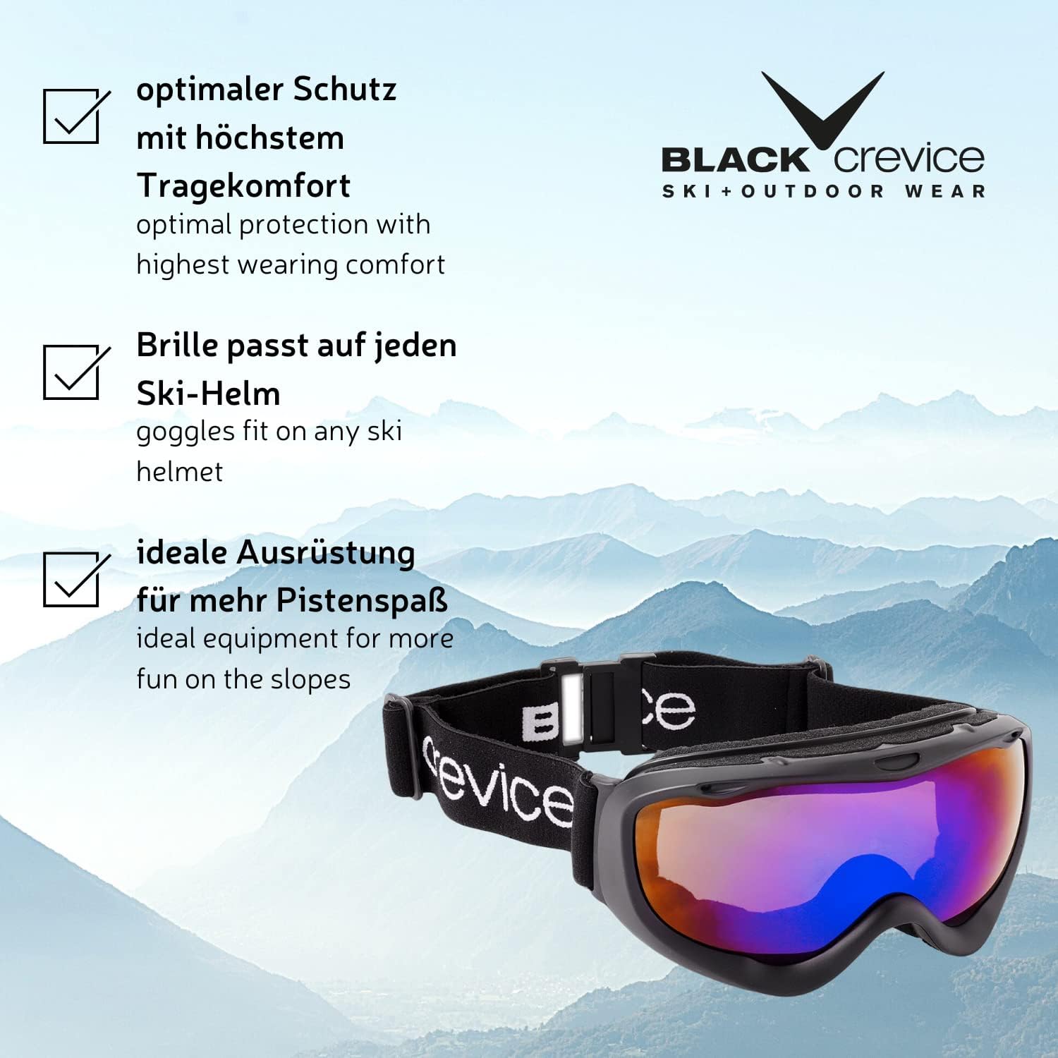Thumbnail 4 de Black Embout Crevice Masque de ski Double miroir