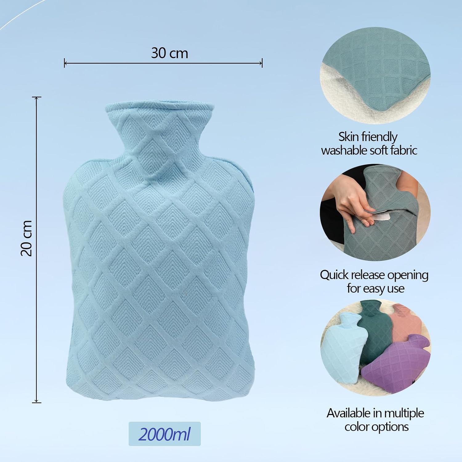 Detalle 2 de FORICOM Hot Water Bottle 2L for cramps and pain ♨