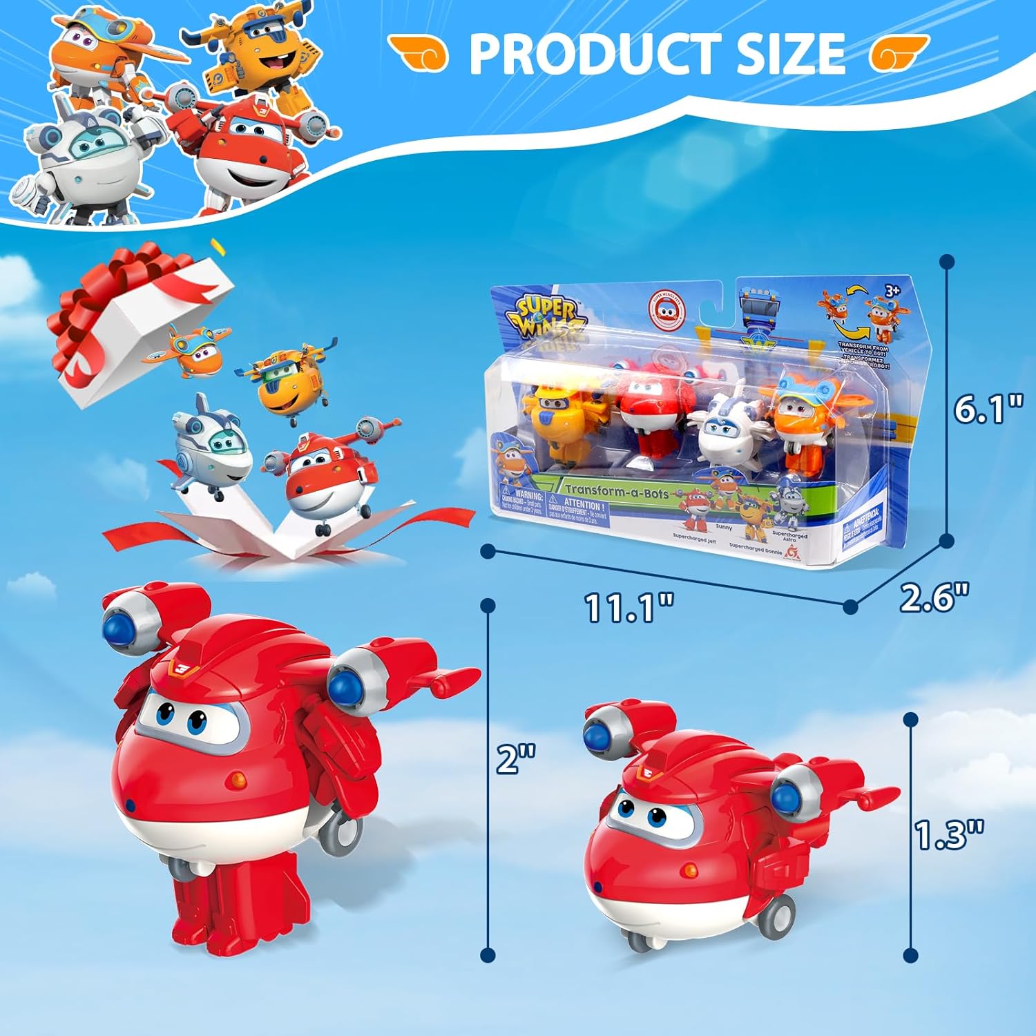 Detalle de Super Wings 2" Verwandlungsspielzeug 4er Pack mit Supercharged Jett, Donnie, Astra & Sunny