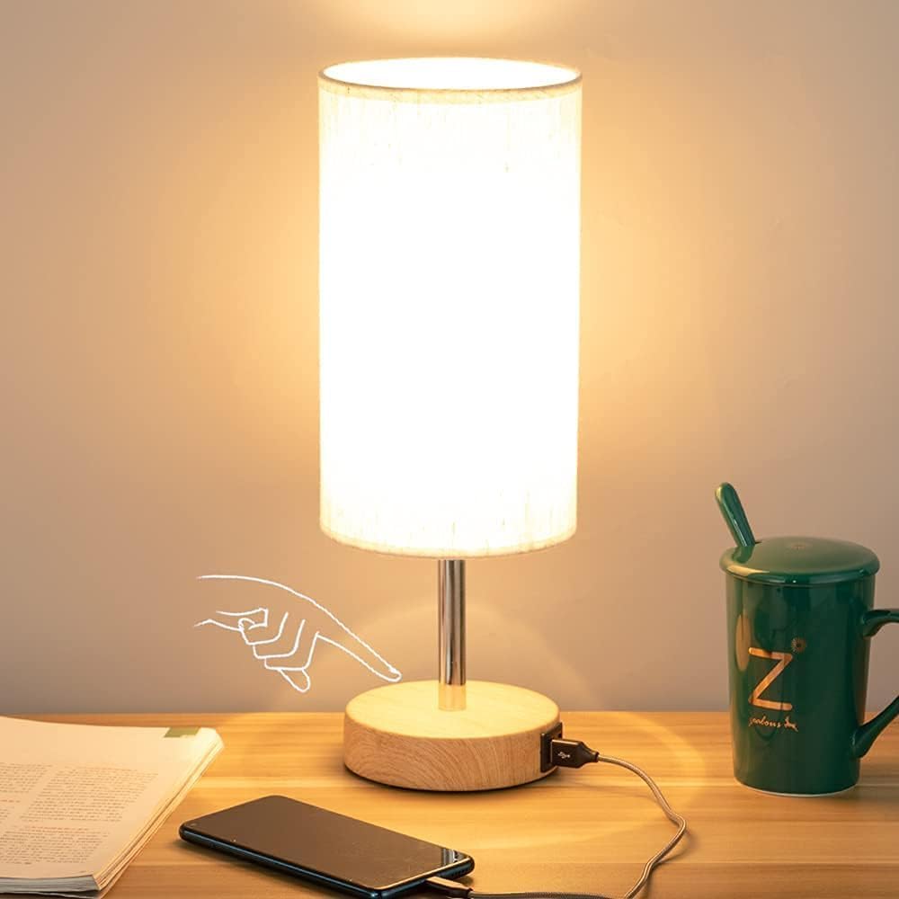 Detalle de Yarra-Decor TD-001R Table Lamp with Touch Dimming and USB Ports