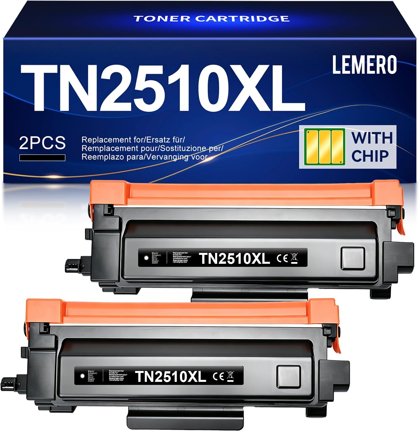 Lemero TN2510XL Toner compatible Brother (lot de 2) pour MFC-L2827DW, HL-L2400 et séries 2510