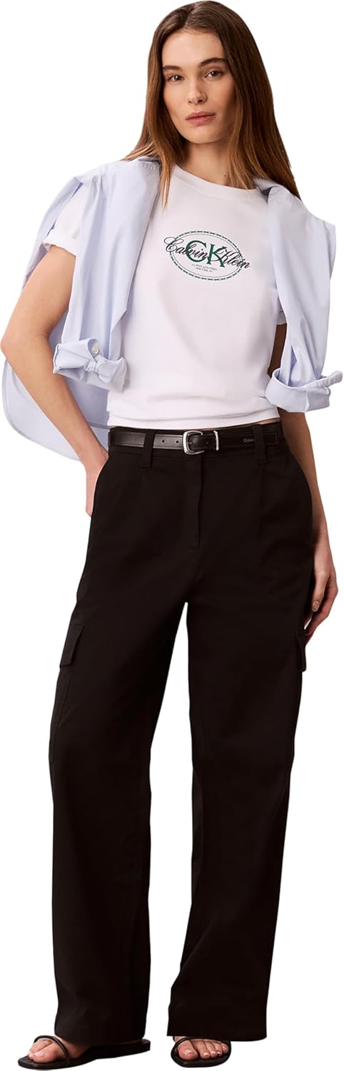 Detalle de Calvin Klein Cotton Ewaist Cargo Pant LV047F623G – Pantaloni casual da donna