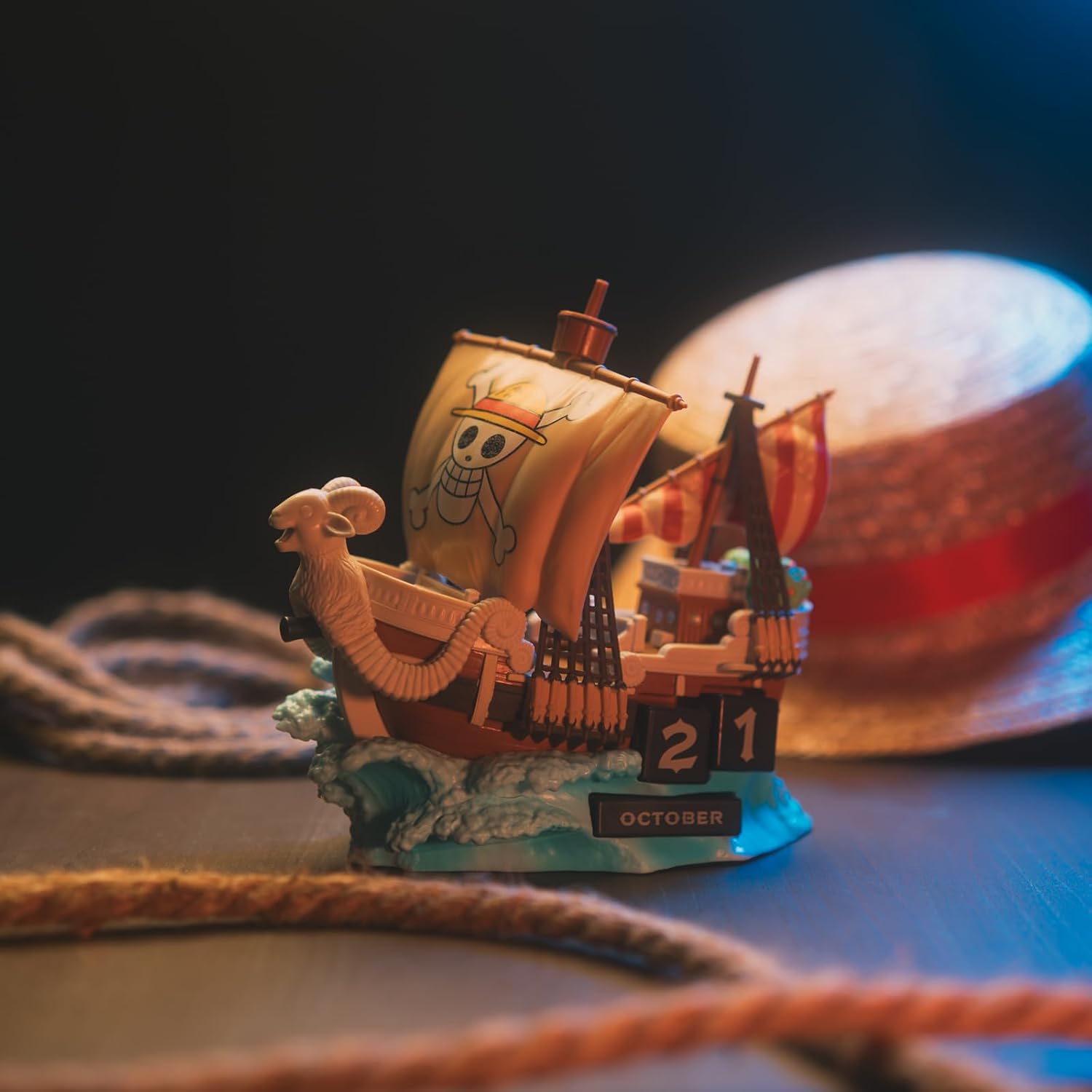 Detalle de Calendario Perpetuo One Piece 3D Going Merry 16,7 cm