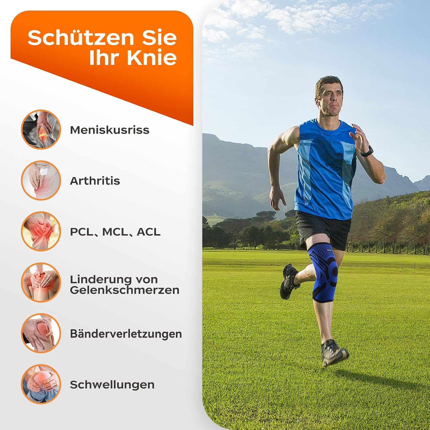 Detalle de INDEEMAX Kniebandage im 2er-Set für Damen & Herren, Kompression mit rutschfestem Silikonstreifen (Arthritis, Meniskus, ACL), Rosa, M