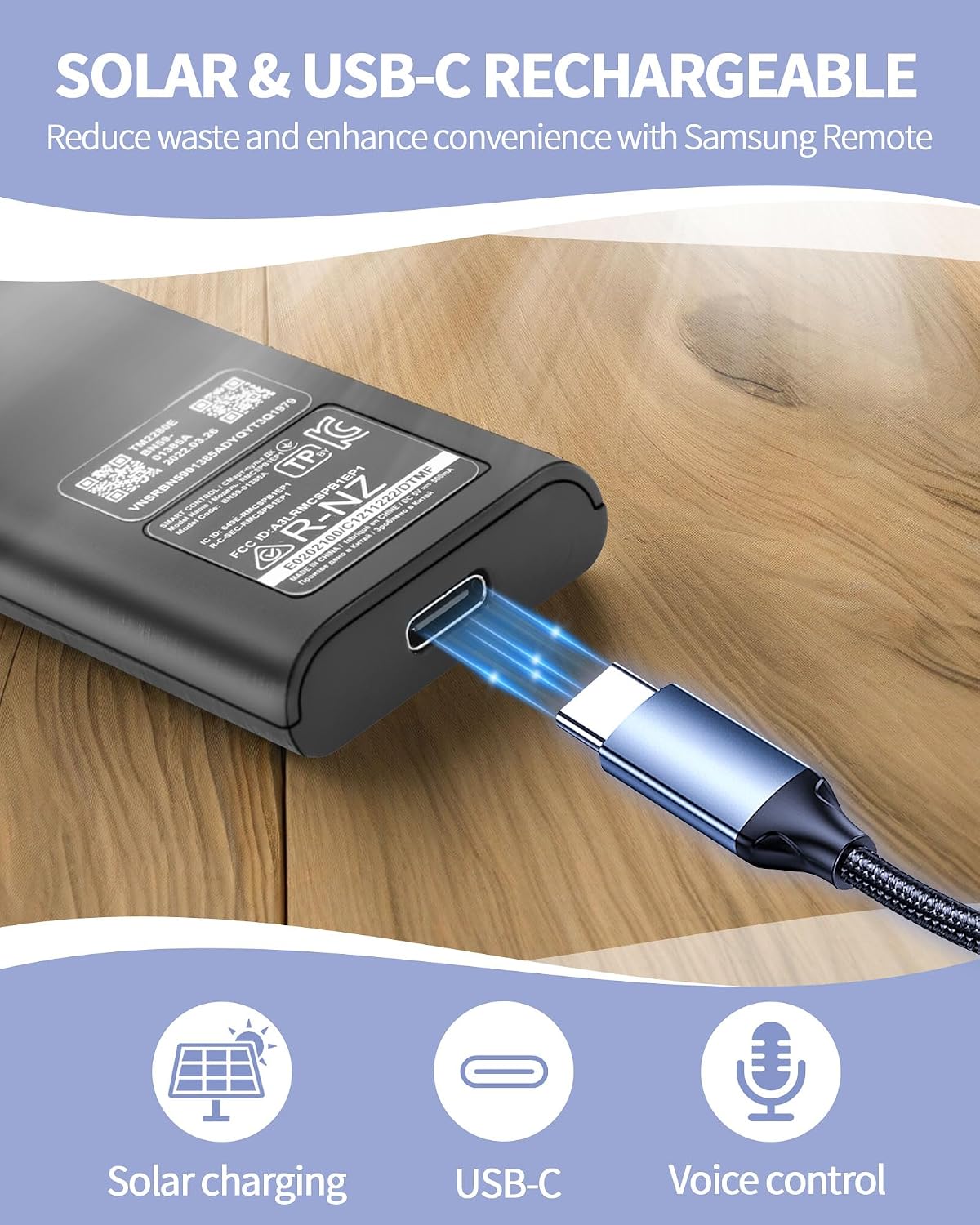 Detalle de Suoxiom B-BN59-01385A zonne-afstandsbediening voor Samsung Smart TV met Bluetooth