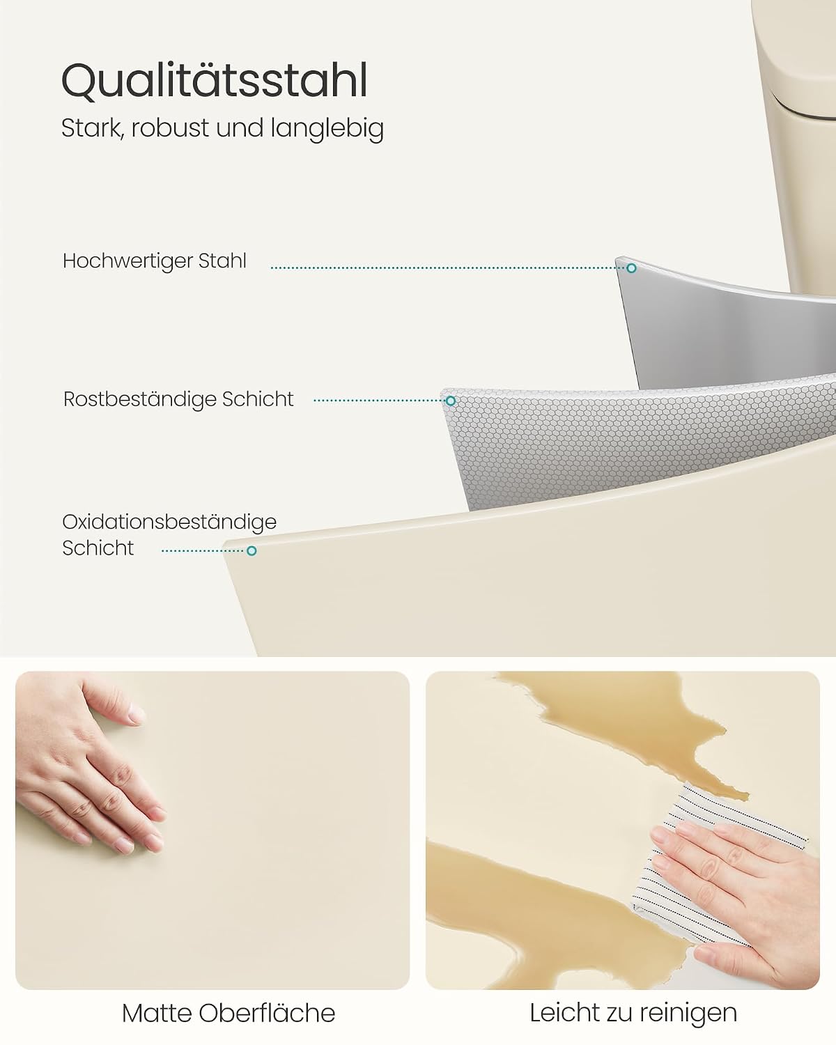 Detalle 2 de SONGMICS Mülleimer Küche LTB050A02 (50 Liter) mit Softclose, Fußpedal und Inneneimer