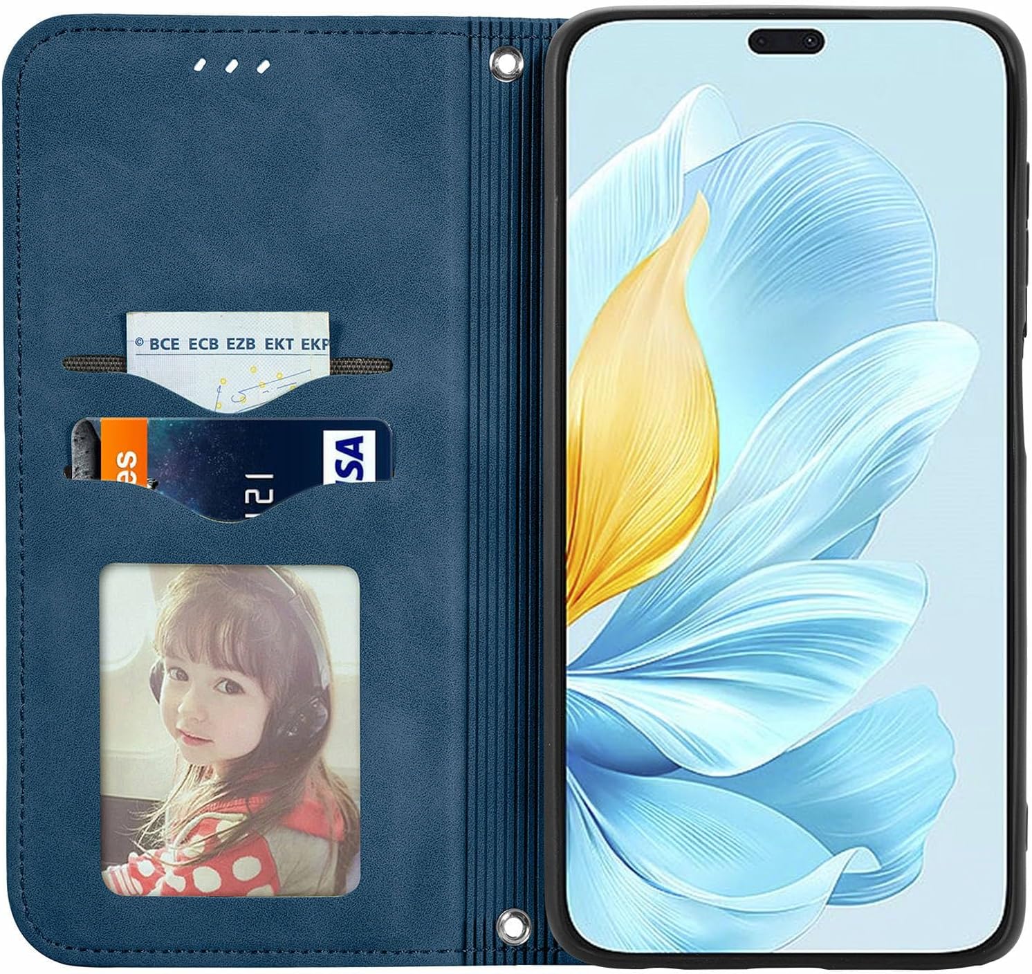 Thumbnail 2 de Cracedily for Honor 200 Lite Wallet Flip Case (Blue-Green) with Card Slots, Magnetic Closure & Kickstand