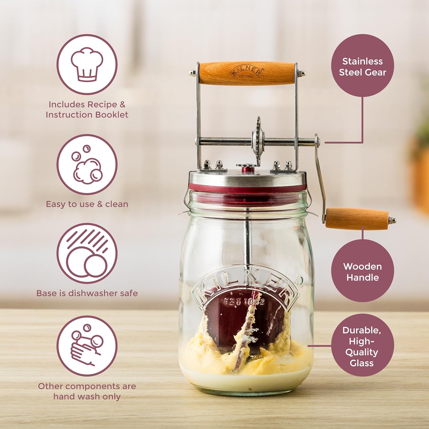 Thumbnail 2 de Kilner butter churner set 1L glass jar