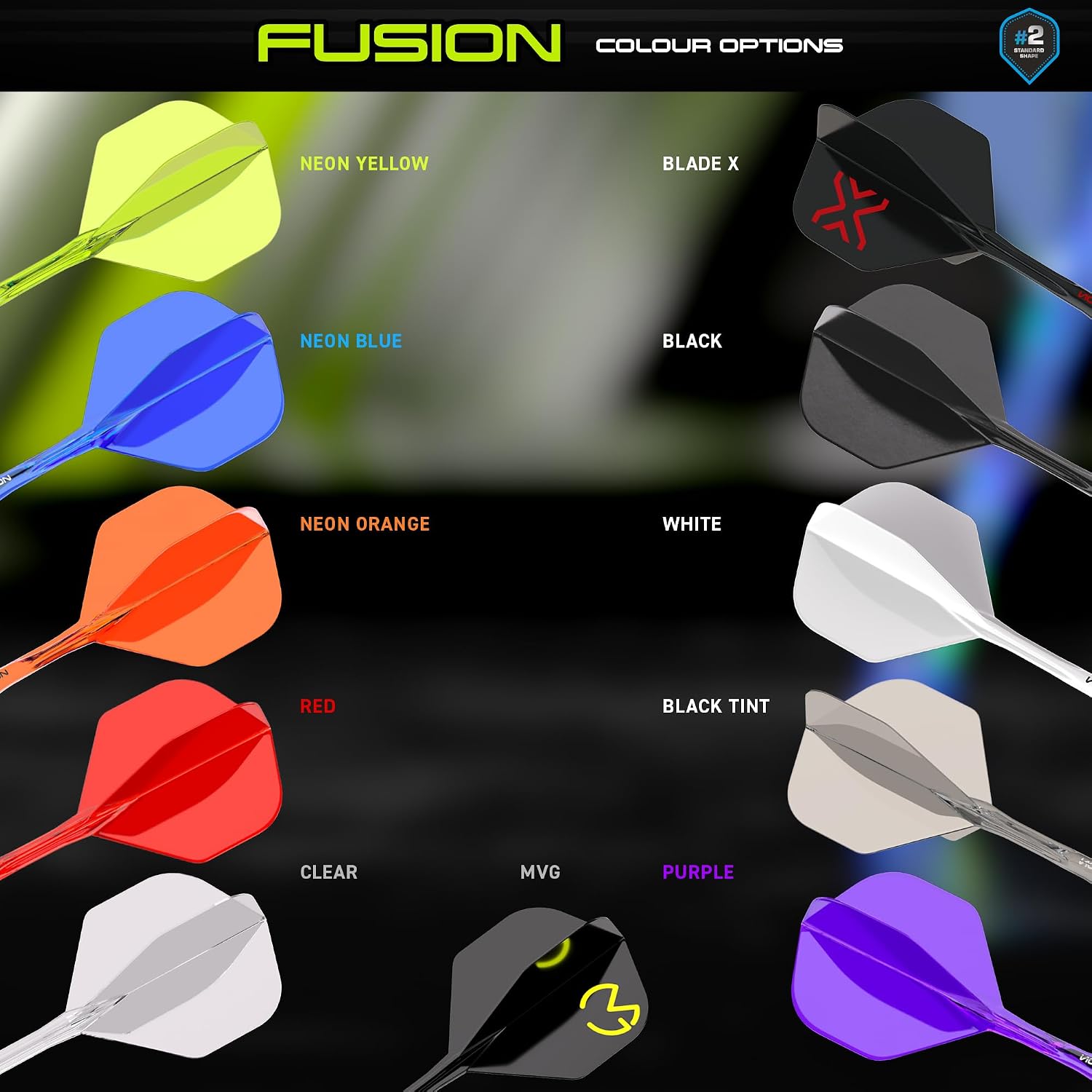 Detalle de Winmau Darts Fusion 一体型フライト&シャフト No.2形状・ポリマー製・スチール/ソフトチップ対応