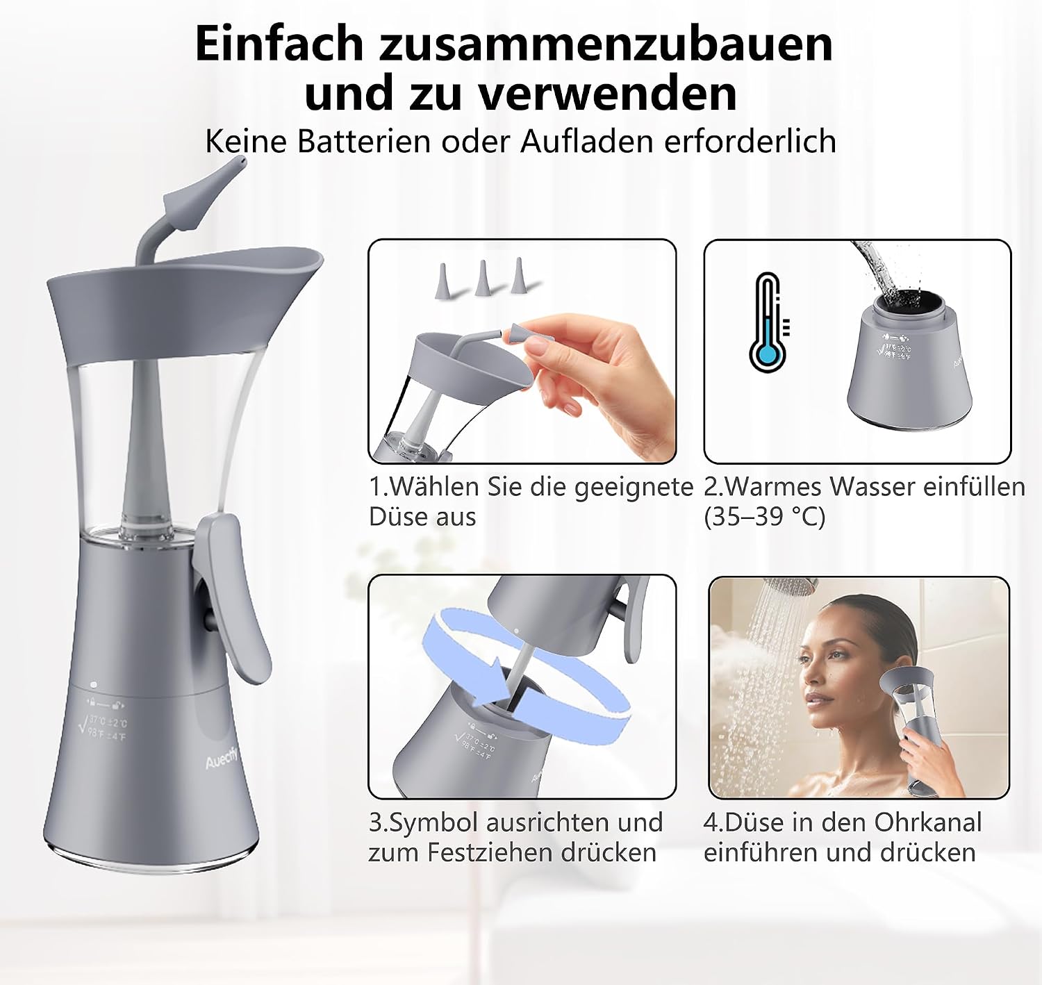 Detalle de Ohrenschmalz-Entfernungs-Set mit Einhandbedienung – schonende Reinigung für zu Hause