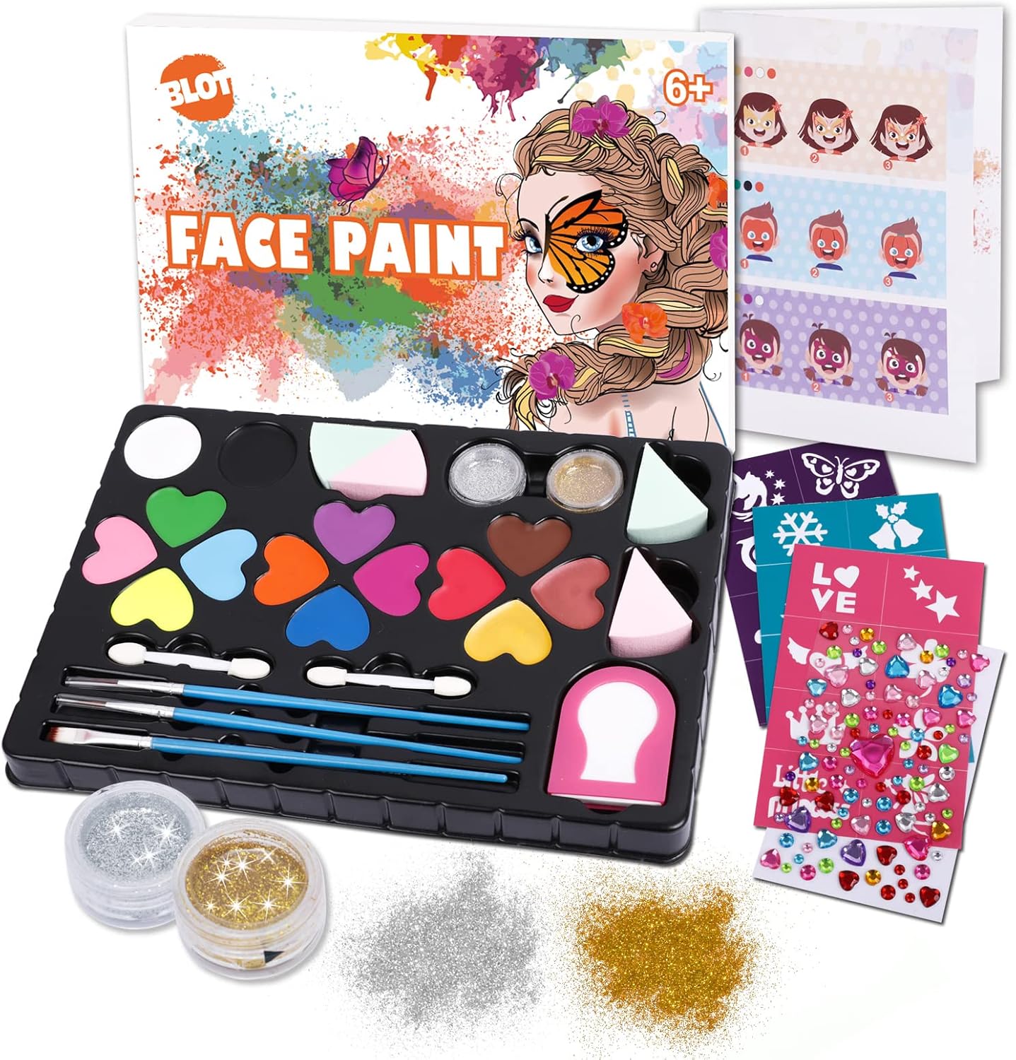 Detalle de Face Paint Kit for Kids: 14-Color Washable Palette, Non-Toxic