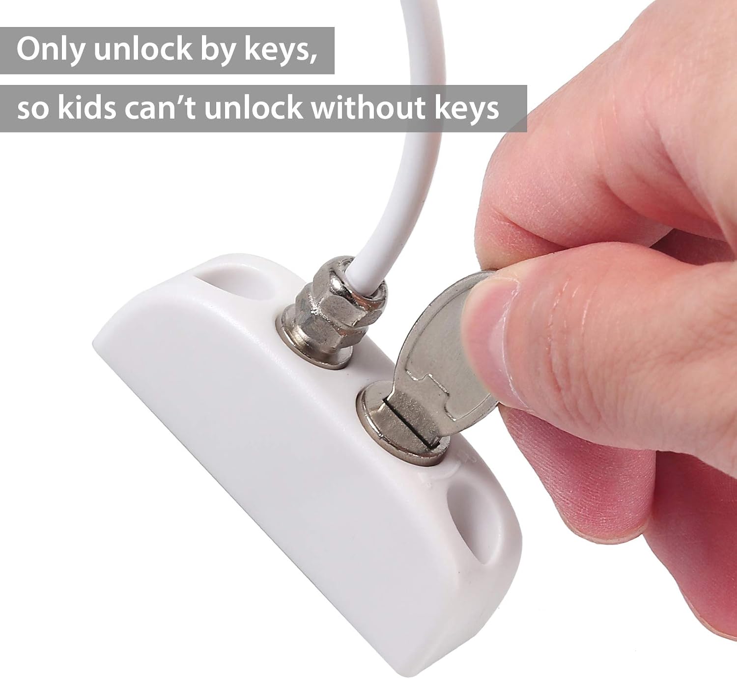 Thumbnail 2 de Neoteck Window Restrictor Lock Cable (4 Pack) – Lockable child safety window and door restrictor in white