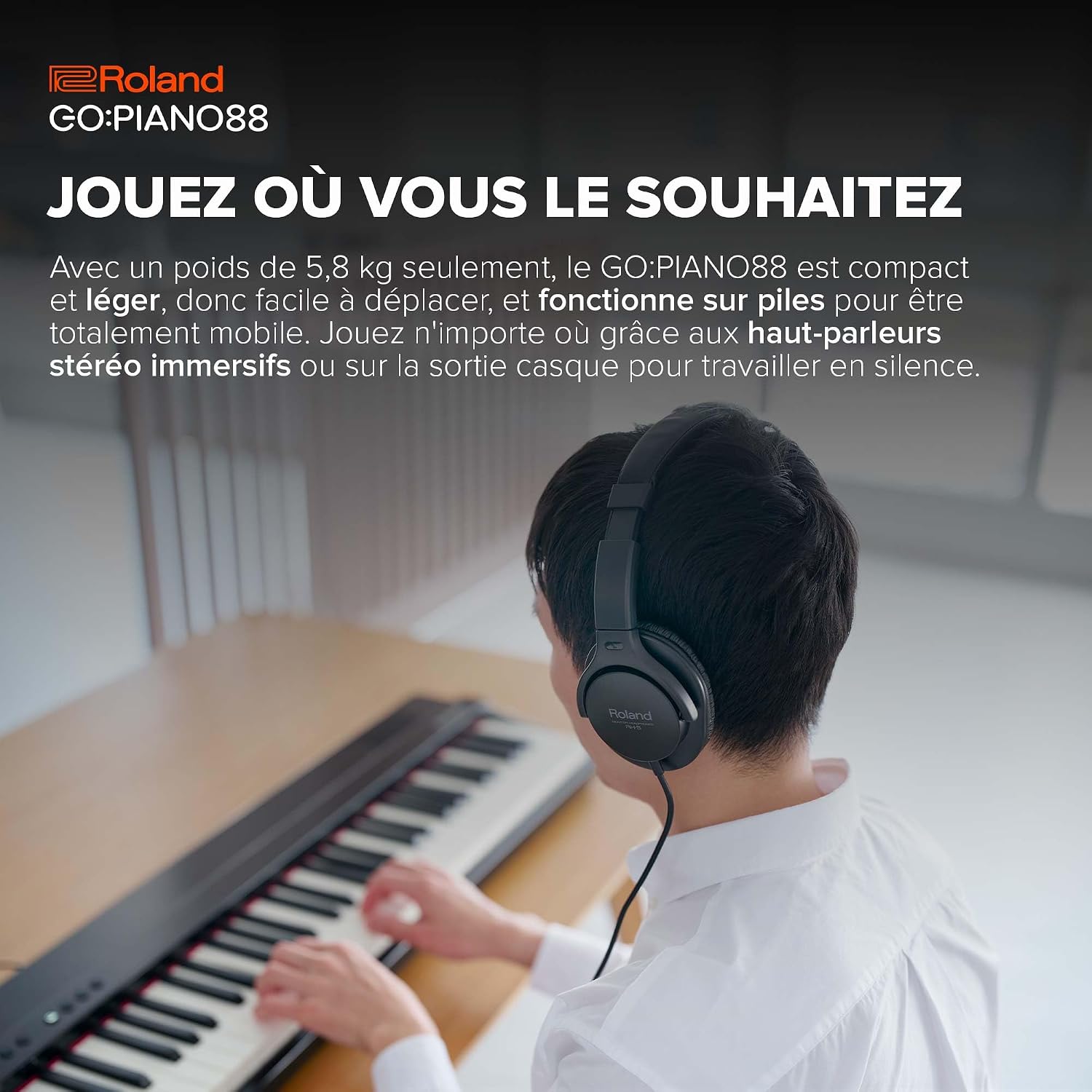 Detalle de Roland GO:PIANO88 GO-88PX digitale piano met 88 toetsen, Bluetooth en MIDI