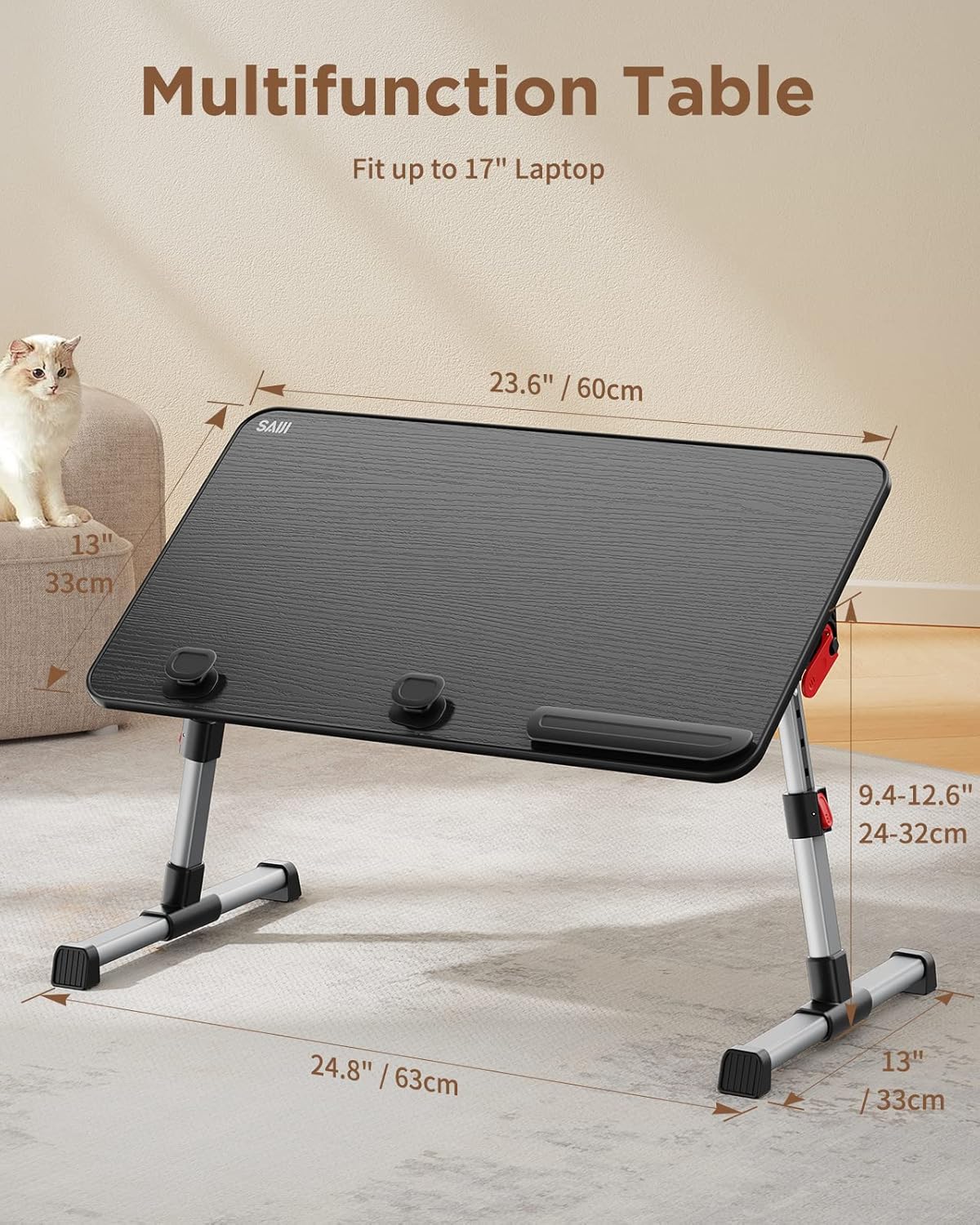 Thumbnail 5 de SAIJI Betttisch höhenverstellbar 23,9–32 cm 🛋