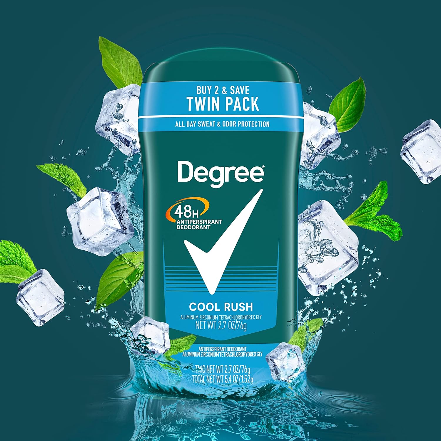 Detalle de Degree Men Original Cool Rush Antiperspirant Deodorant Twin Pack (48-Hour Protection), 2.7 oz